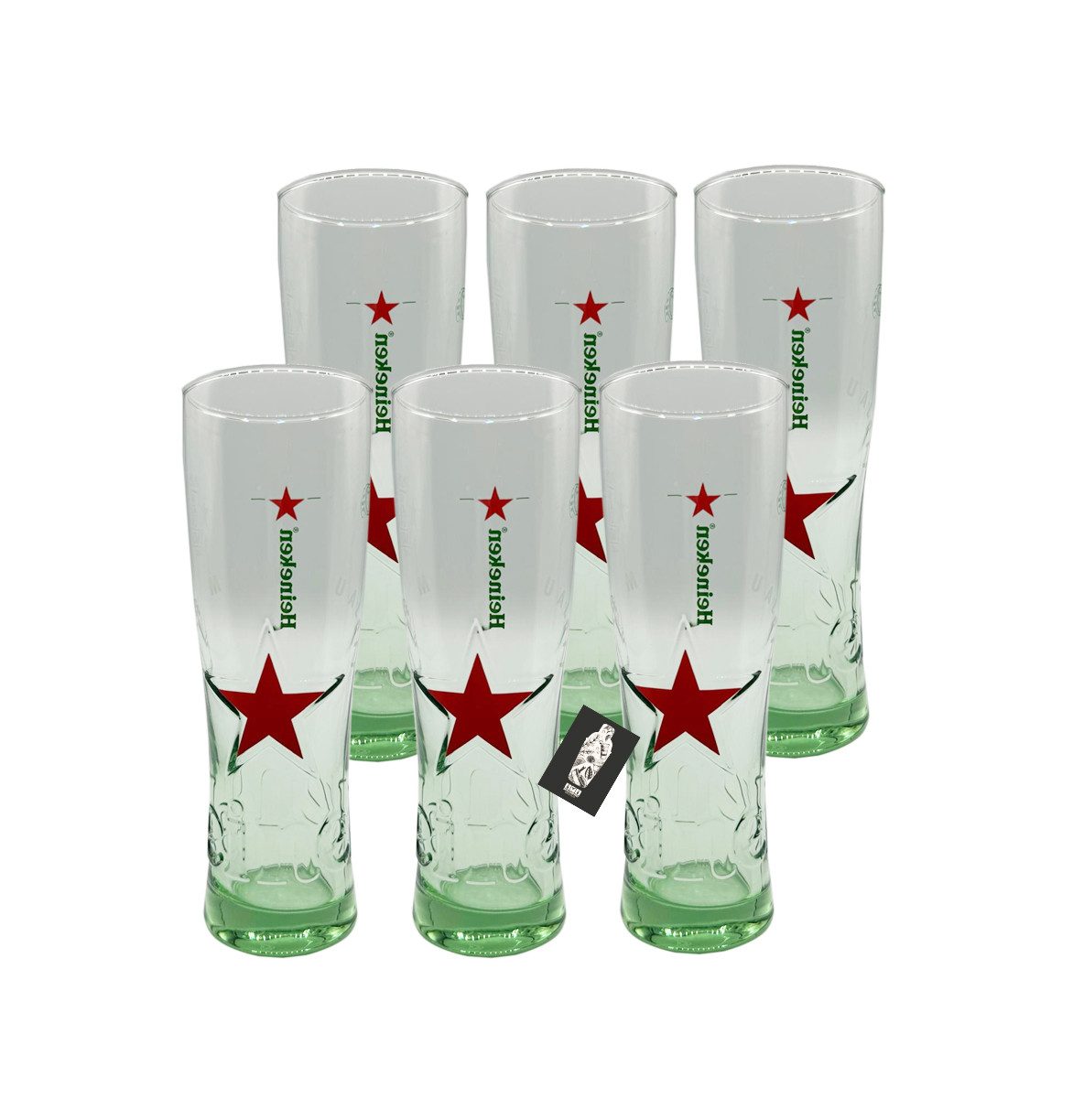 Mixcompany Gläser-Set Heineken Glas 6er-Gläser Set - geeicht 0,25L Grün/Durchsichtig - NE