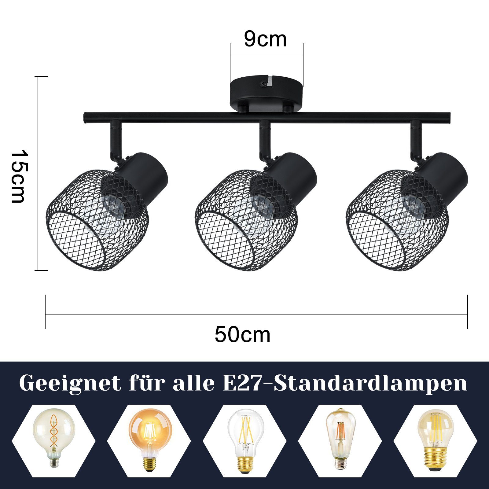 ZMH Deckenleuchte Deckenstrahler Schwarz - Metall günstig online kaufen
