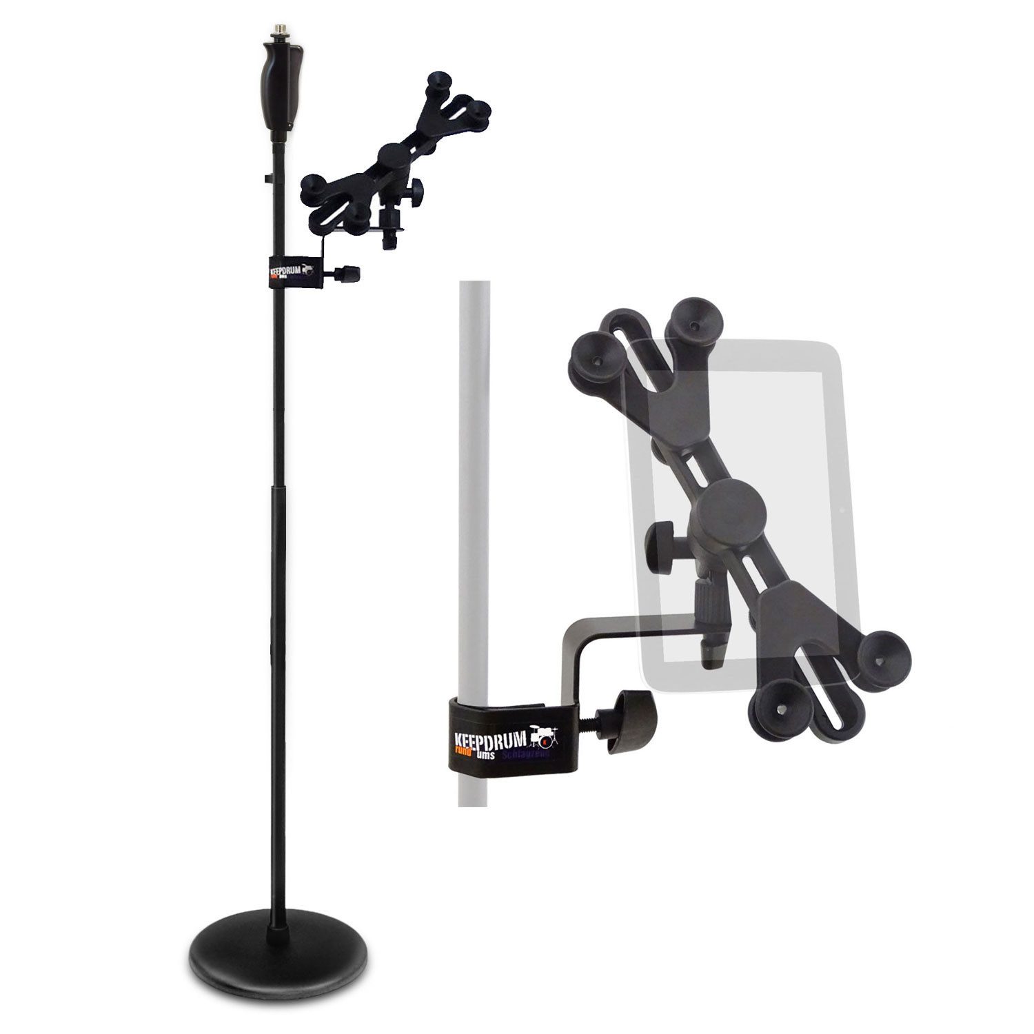 Mikrofonständer keepdrum Mikrofonständer MS124 Einhand-Stativ mit Tablet-Halter