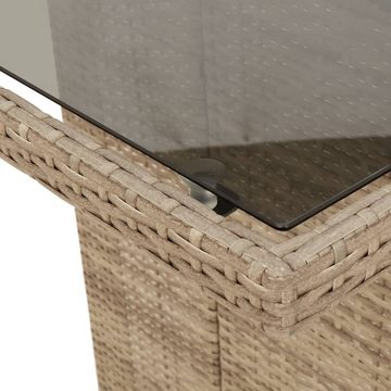 vidaXL Gartentisch Gartentisch mit Glasplatte Beige 190x80x74 cm Poly Rattan (1-St)