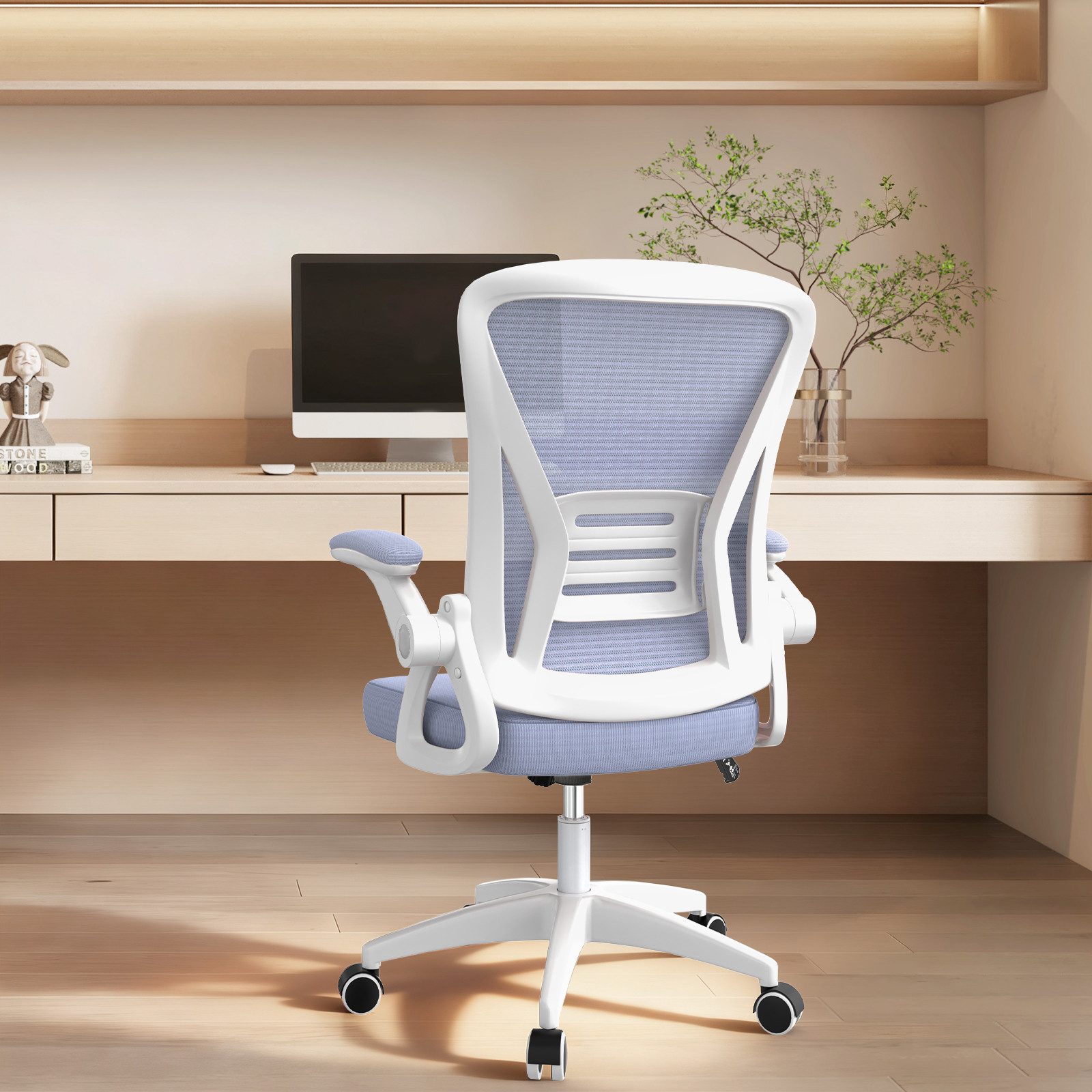 ZAISZE Bürostuhl Ergonomischer Bürostuhl mit Neigefunktion & verstellbarem Widerstand (Spar-Set), Spart Stauraum (Armlehnen sind klappbar)
