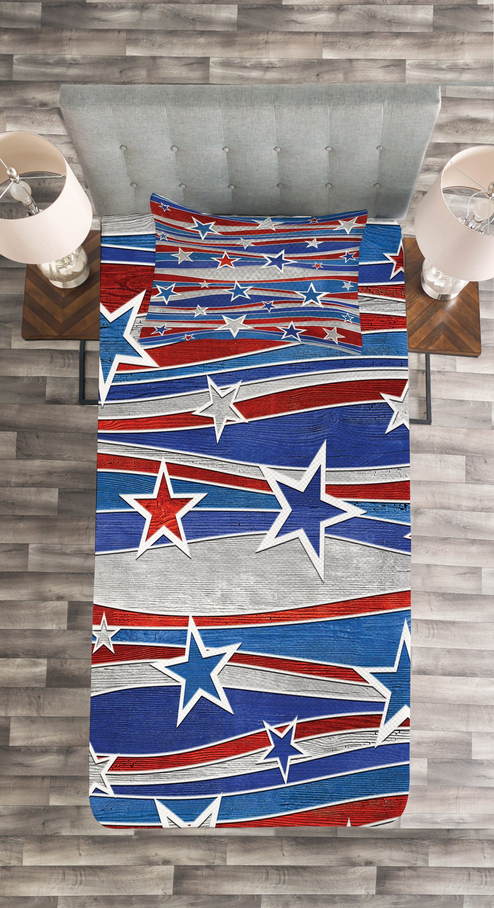 Flag Kissenbezügen mit Tagesdecke Staaten Abstract Waschbar, Set Abakuhaus, Vereinigte USA
