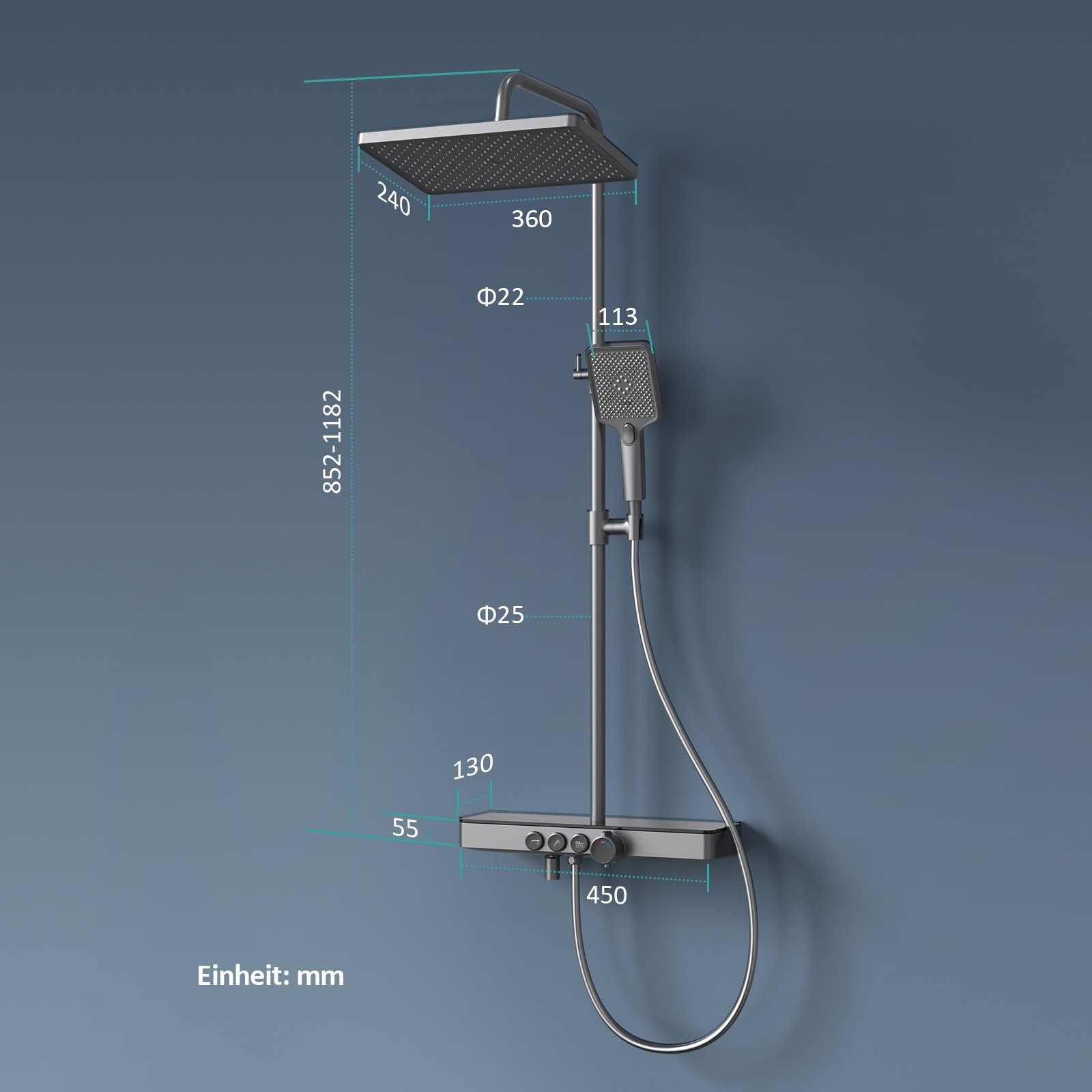 EMKE Duschsystem mit Thermostat Regendusche Komplettset mit Thermostat und günstig online kaufen