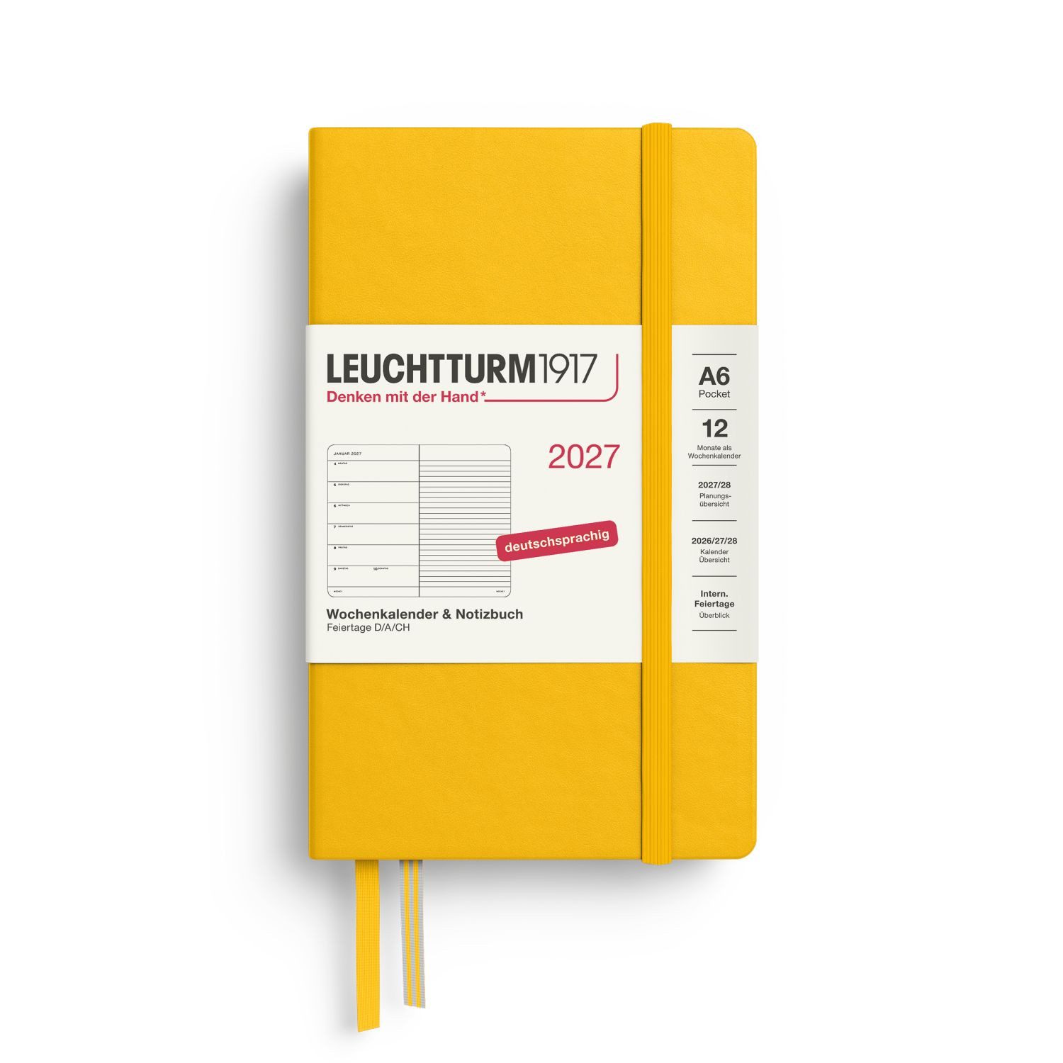Leuchtturm1917 Taschenkalender Wochenkalender 2027 & Notizbuch Pocket A6 Hardcover Sunflower