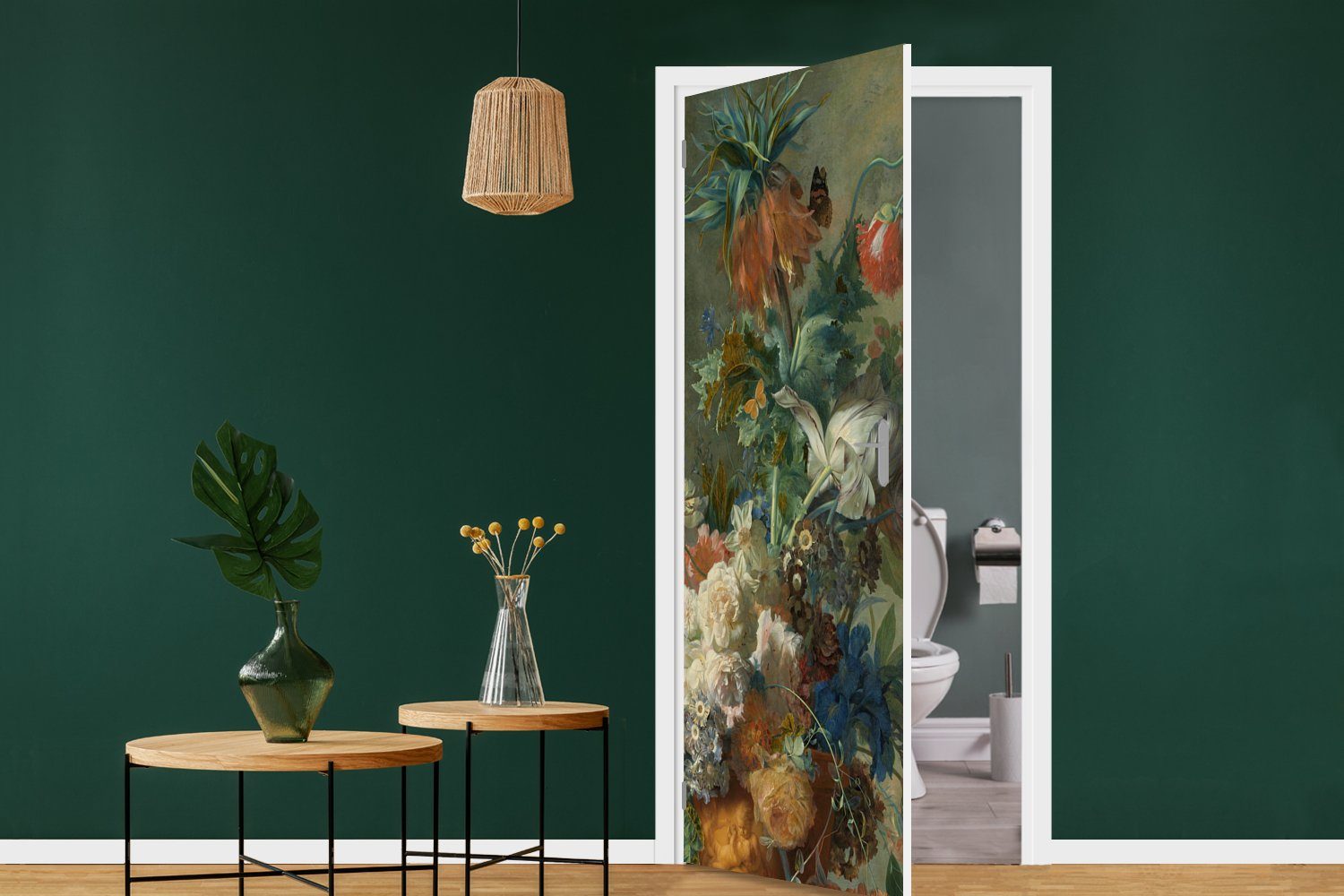 Jan Stilleben Türaufkleber, mit MuchoWow - 75x205 Huysum, Matt, von Gemälde für bedruckt, cm Fototapete (1 van Tür, Blumen Türtapete St),