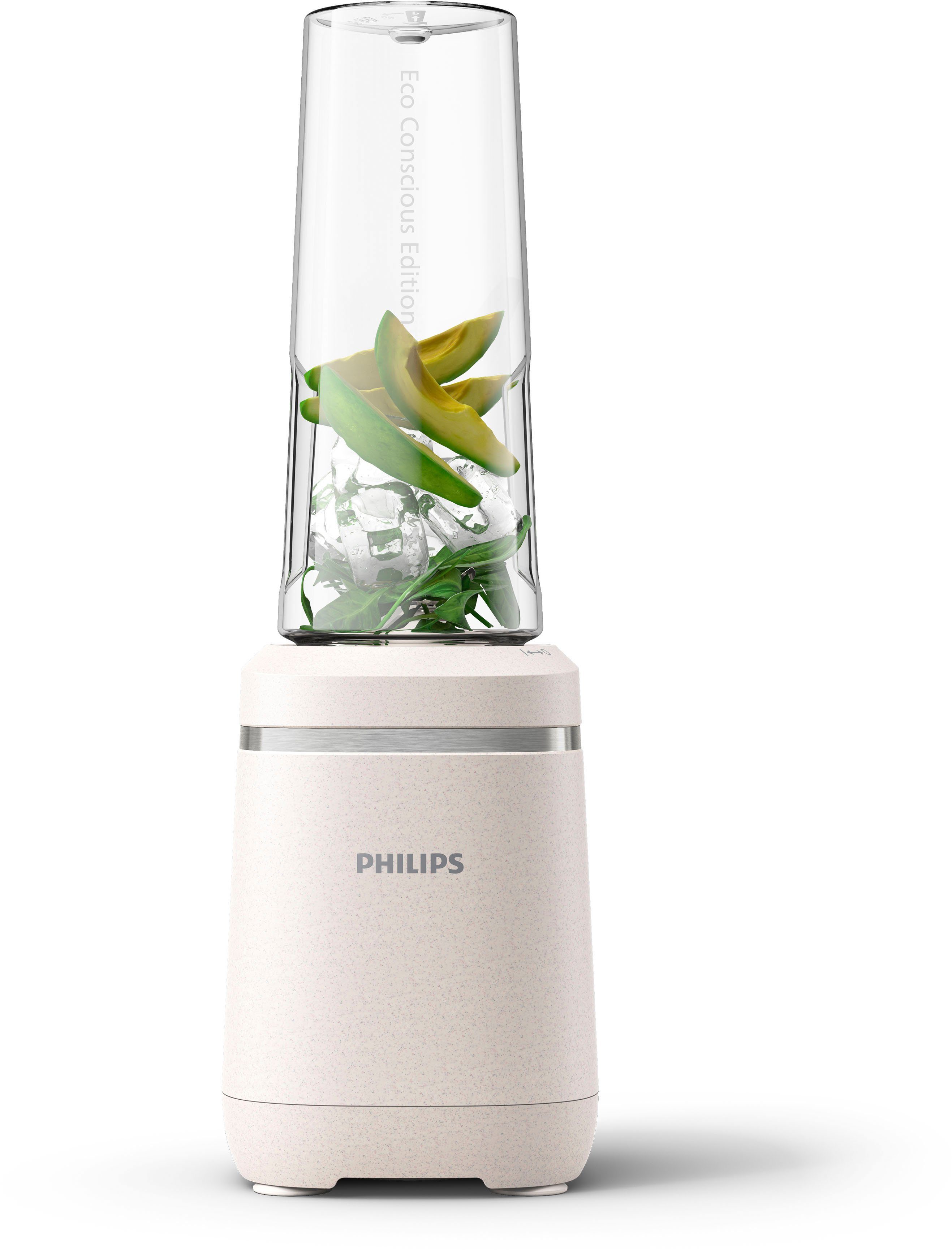 Philips Standmixer HR2500/00 Eco Conscious Collection, mit ProBlend Technologie, 350 W, 600ml-Tritan-Becher, aus biobasiertem Kunststoff, Seidenweiß matt