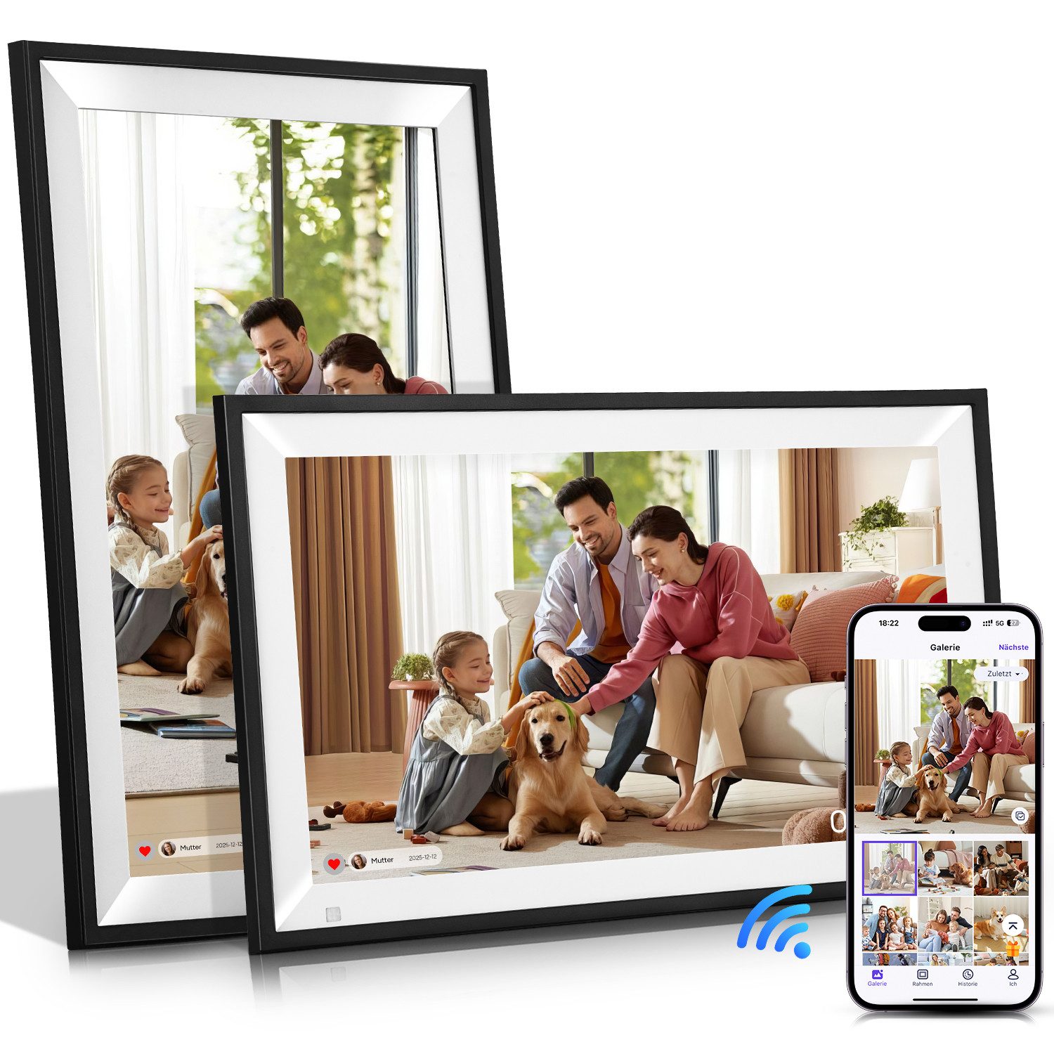 HS Onsing 15,6'' Digitaler Bilderrahmen 1920x1080 WLAN-Bilderrahmen Touch-Screen Digitaler Bilderrahmen (1910 × 1080 Pixel, 32 GB, mit Körper-Sensor Foto/Video-Sharing)