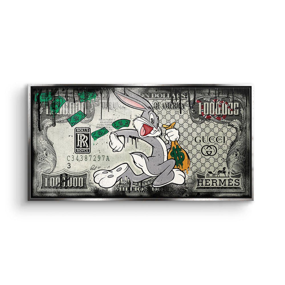 DOTCOMCANVAS® Leinwandbild, Leinwandbild Fast Bunny xxl Motiv mit premium Rahmen silberner Rahmen