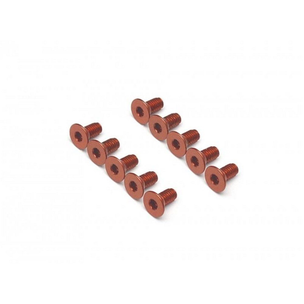 10 Viti A Testa Svasata Yeah Racing AHF-310OR, Alluminio 7075, 3x10mm, Arancioni - Foto 2