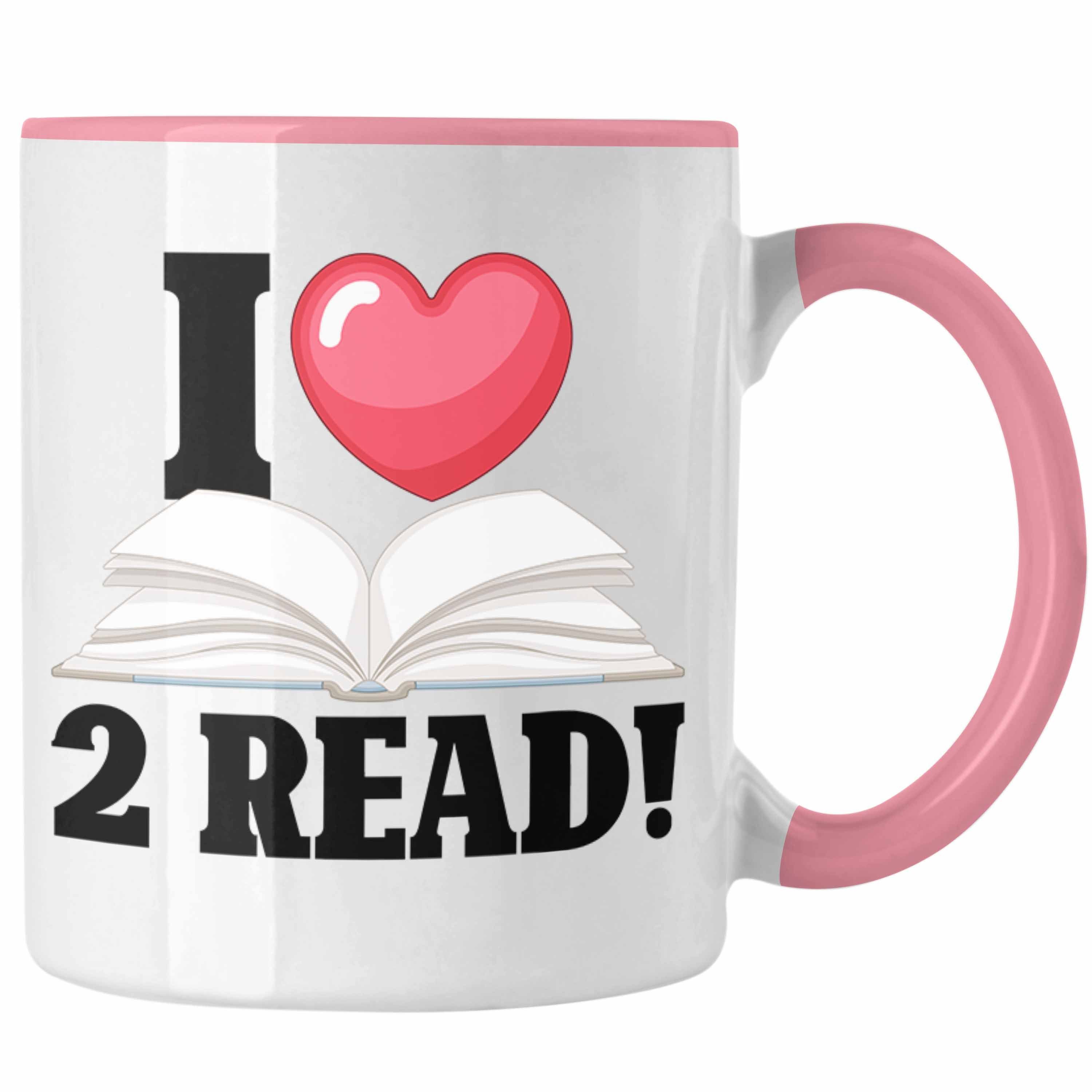 für "I Trendation Love Tasse Tasse Read" - Leseratten Lustige Bücherwurm 2 Bücher-Tasse Rosa