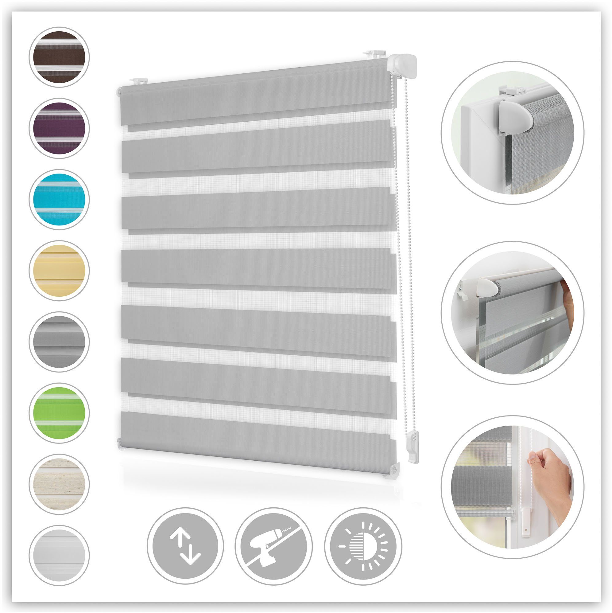 Doppelrollo Duo Rollo Klemmfix, LICHTBLICK ORIGINAL, Lichtschutz, ohne Bohr günstig online kaufen