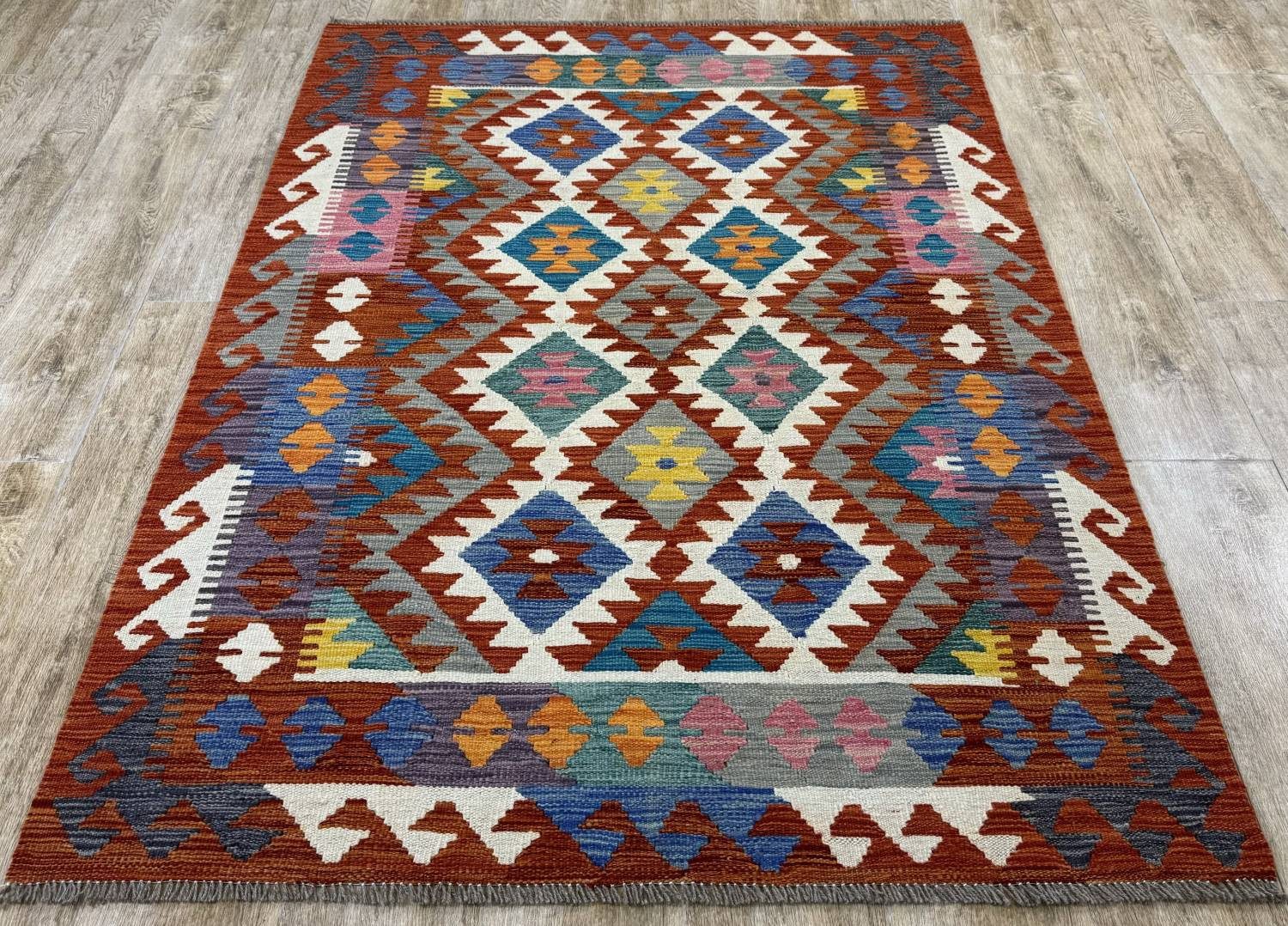 Rug Studios Teppich KELIM ORIGINAL HANDGEARBEITET, Rechteckig, Höhe: 5 mm, Handgewebt, 126 x 176 cm, Multi