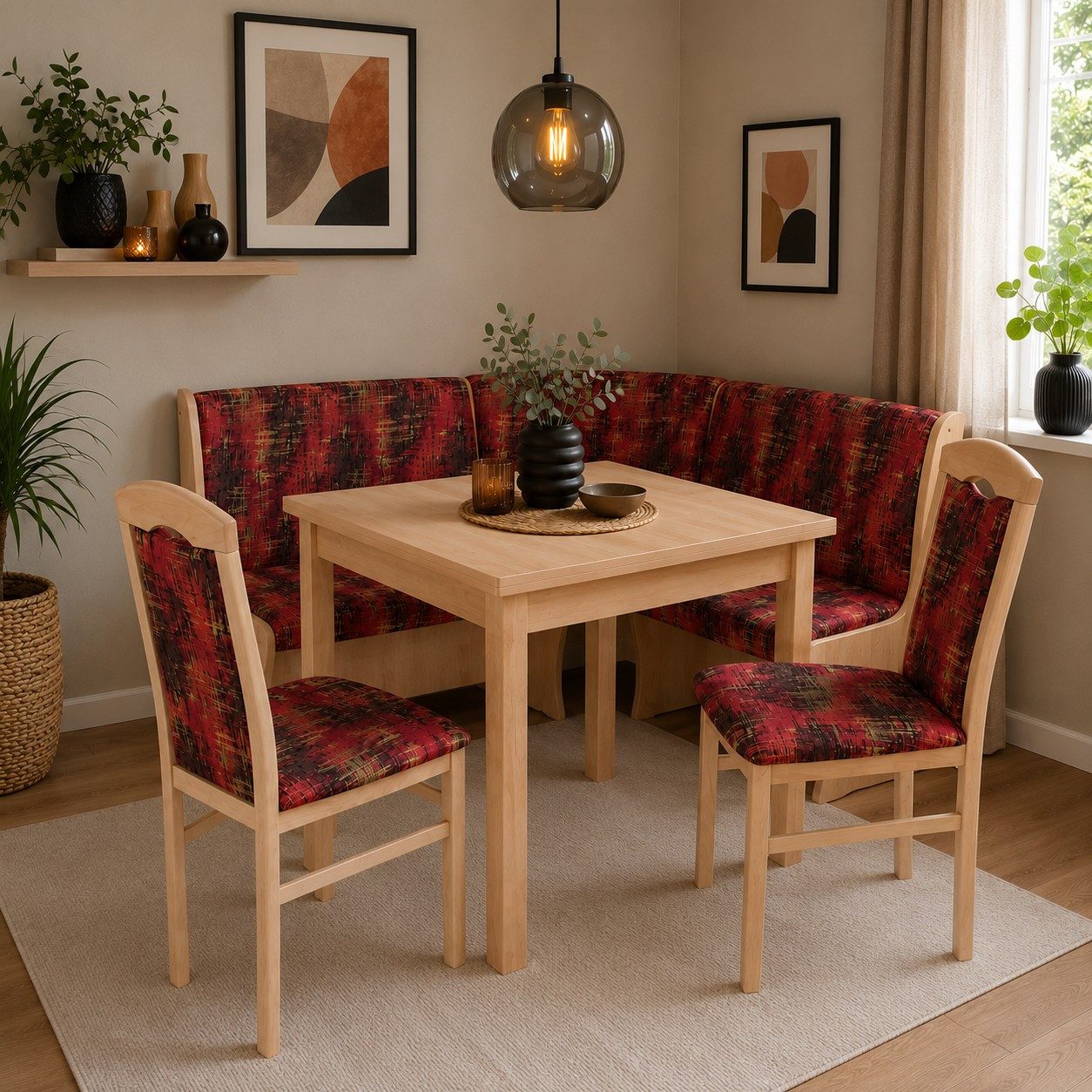 moebel-direkt-online Eckbankgruppe 4teilige Eckbankgruppe, Stellmaß 125x125 cm, (Spar-Set, 4teiliges Set)