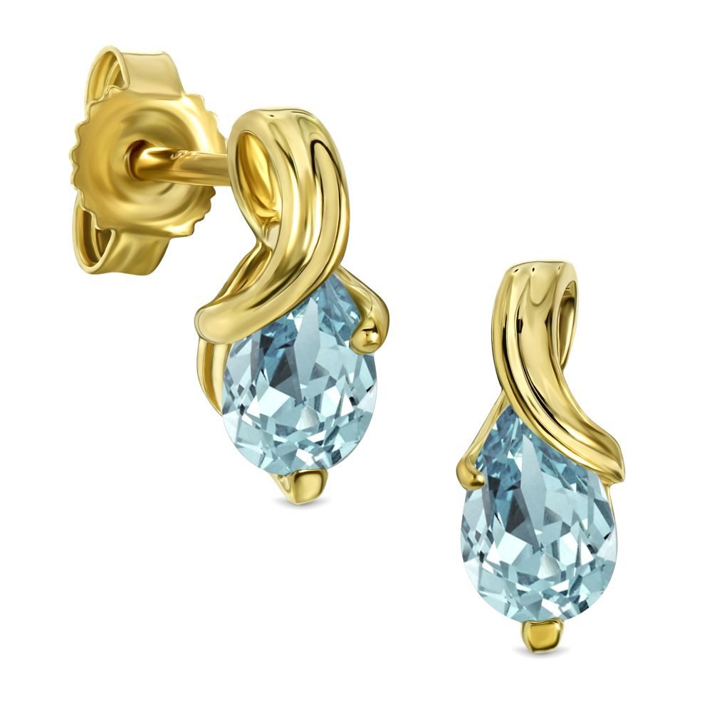 Miore Paar Ohrstecker MG9268E (inkl. Schmuckbox), Damen Ohrstecker Gelbgold, Ohrringe 9 Karat 375 Gold - mit Aquamarin
