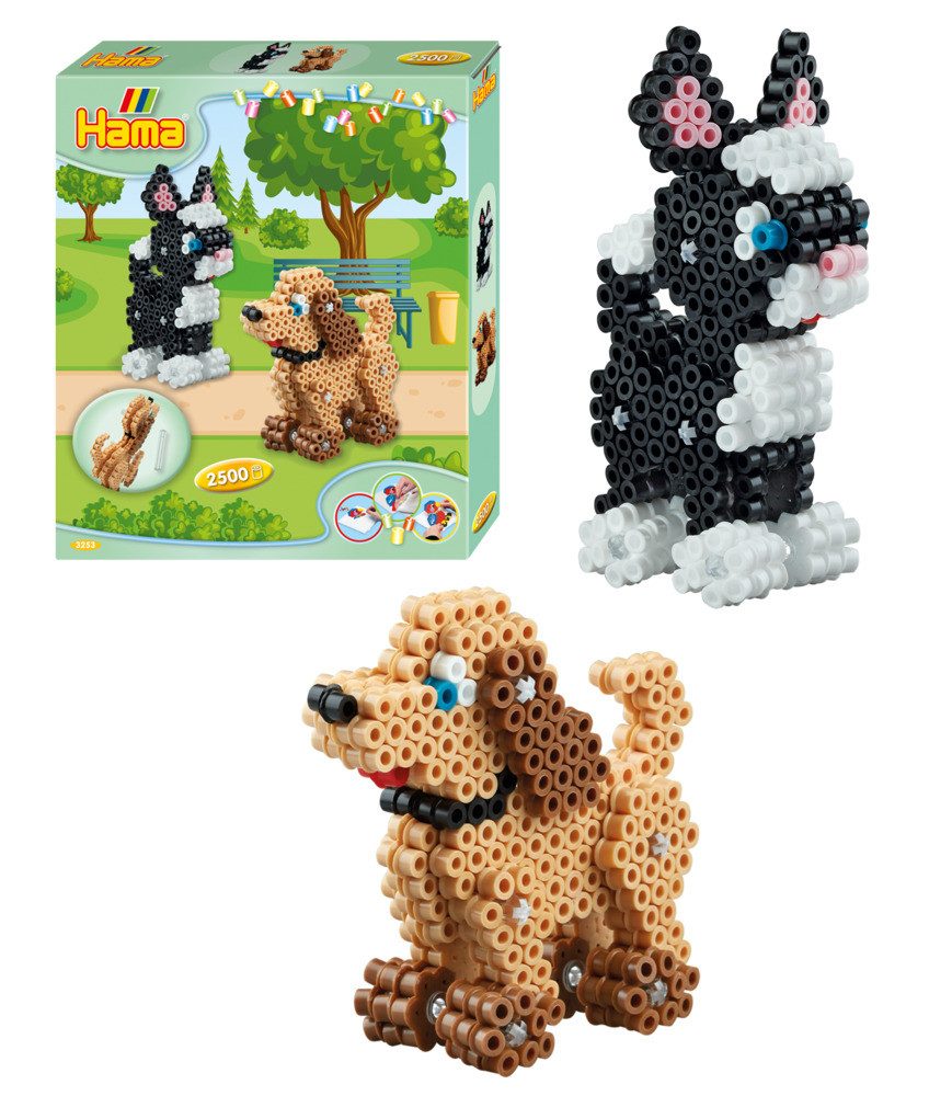 Dan Import Bügelperlen Hama Bügelperlen 3D Hund und Katze 2500 Stück Geschenkpackung