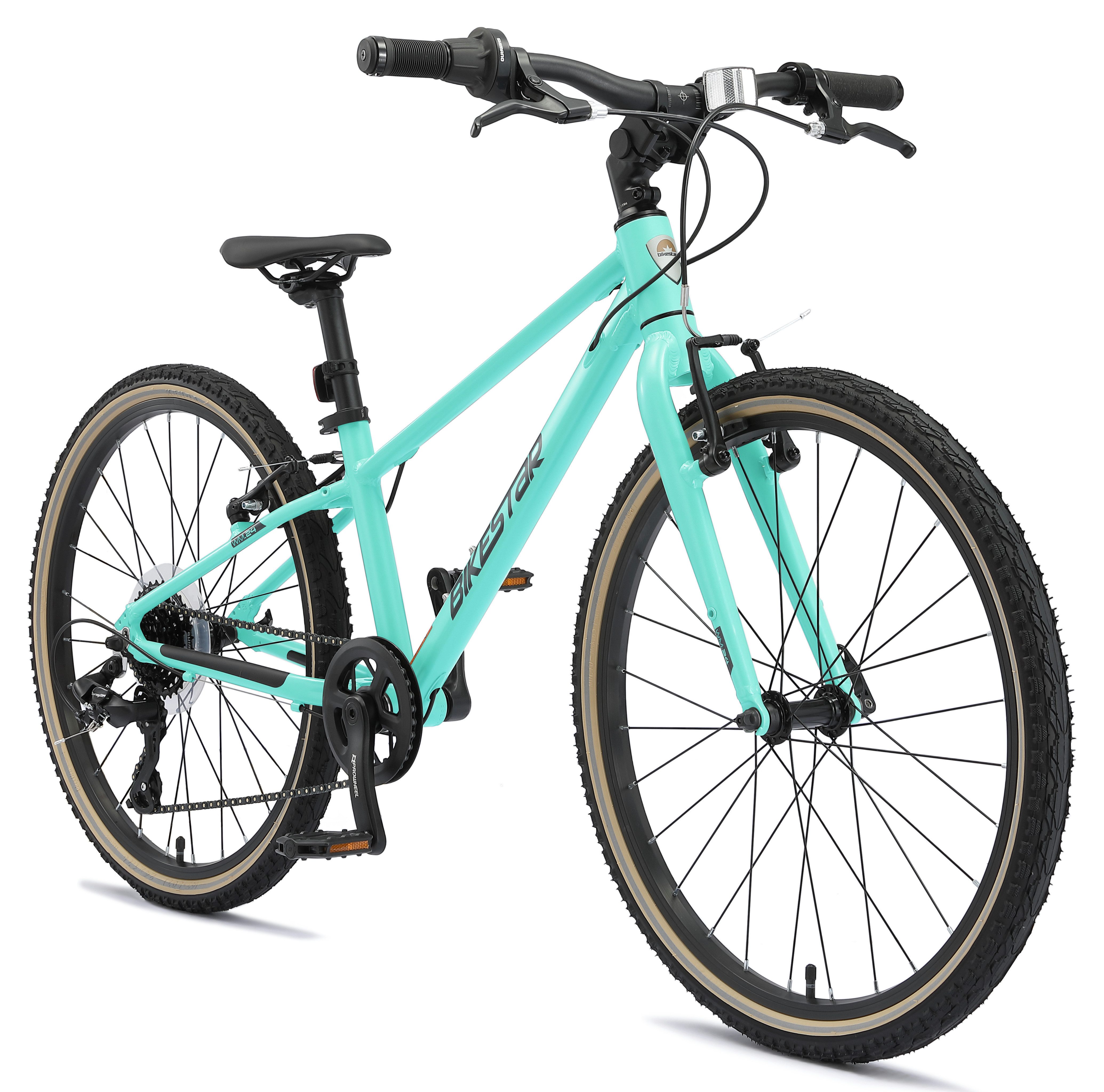Bikestar Kinderfahrrad Leichtgewicht 9 kg 24 Zoll Aluminium ab 8 Jahre, 8 Gang Shimano RD-M2005 Schaltwerk, Kettenschaltung, Reflektierende Reifen, leichtes Treten, ergonomischer Rahmen