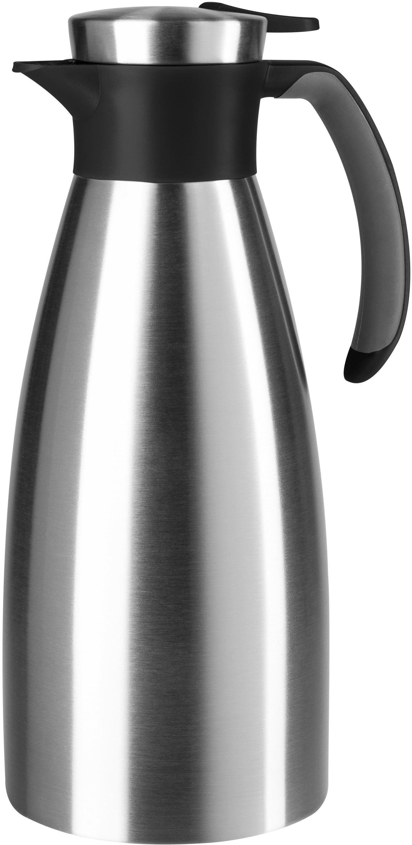 Emsa Isolierkanne Soft Grip, 1,5 l, (1-St), Quick Tip Verschluss, rutschfester Halt, 12 h heiß, 24 h kalt