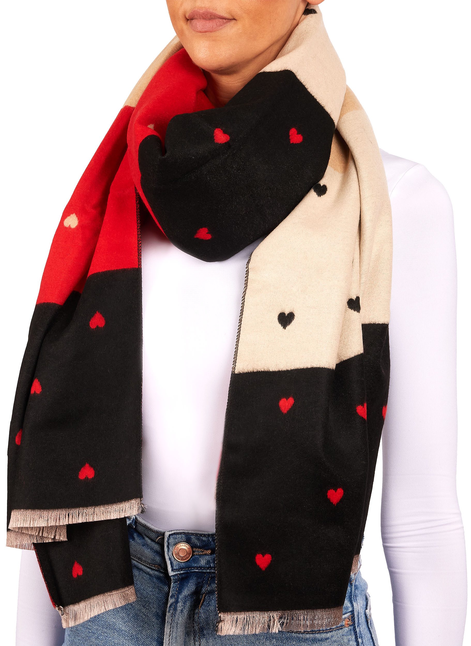 BRUBAKER Schal Cashmirillo Damen Schal mit Herz Muster - 70 x 200 cm, (Weic günstig online kaufen