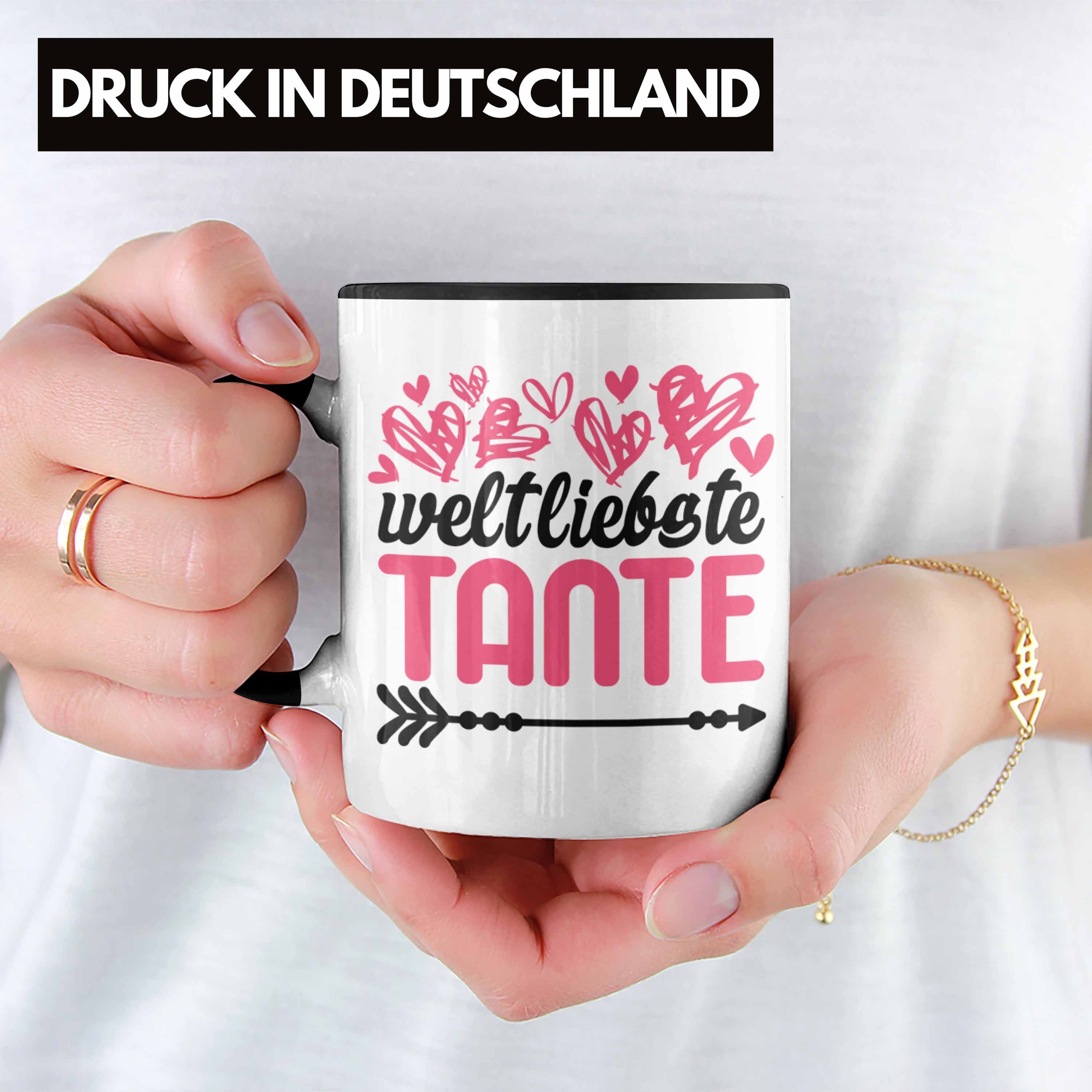 Trendation Weltliebste der - Beste mit Tante Tasse für Kaffeetasse Spruch Schwarz Trendation Tasse Welt Geschenk Tante