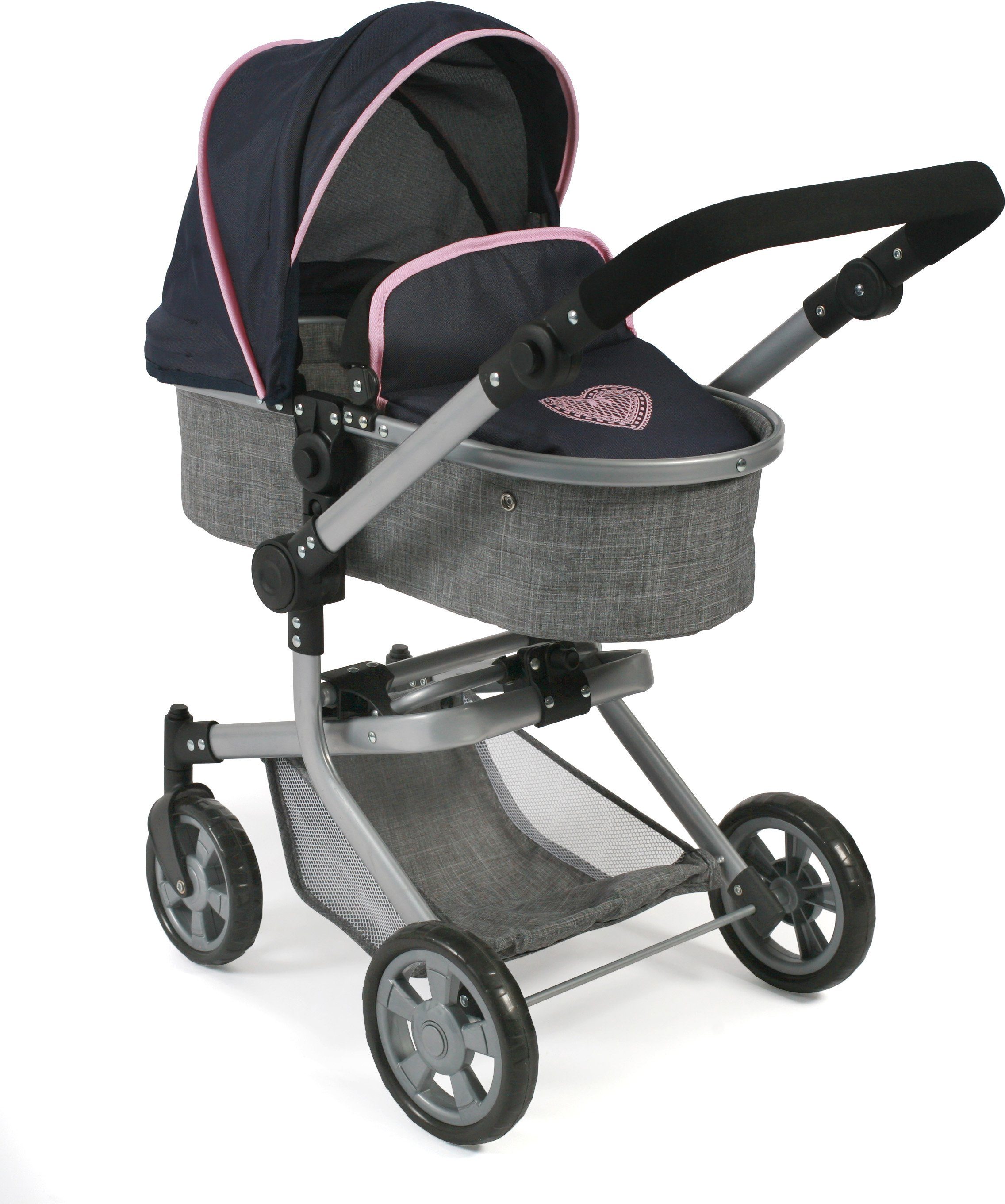 CHIC2000 Kombi-Puppenwagen Mika, Grau-Navy, mit schwenkbaren günstig online kaufen