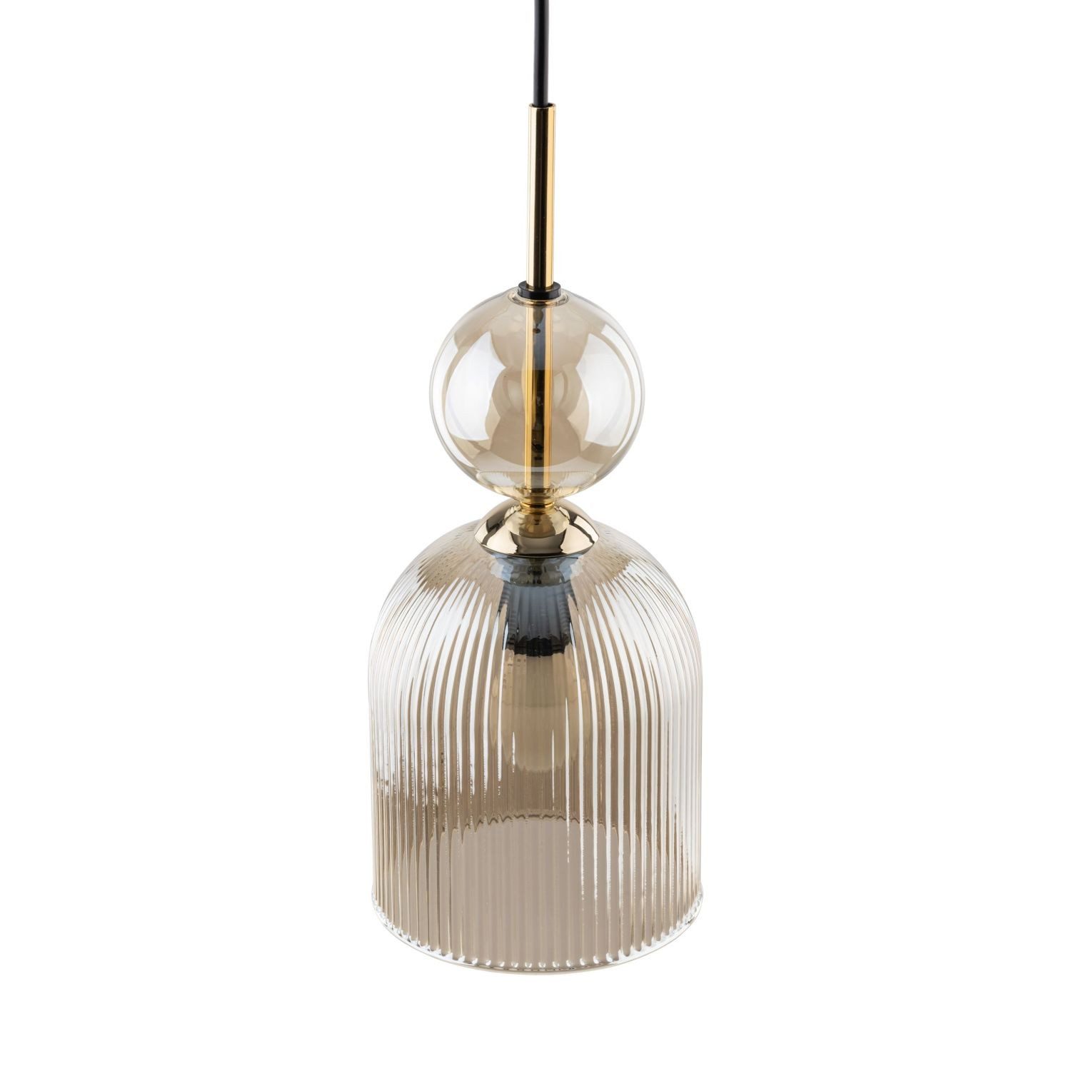 Licht-Erlebnisse Pendelleuchte ISERO, ohne Leuchtmittel, Metall Rauchglas E14 D: 13 cm rund H: max. 150 cm Schwarz Bernstein