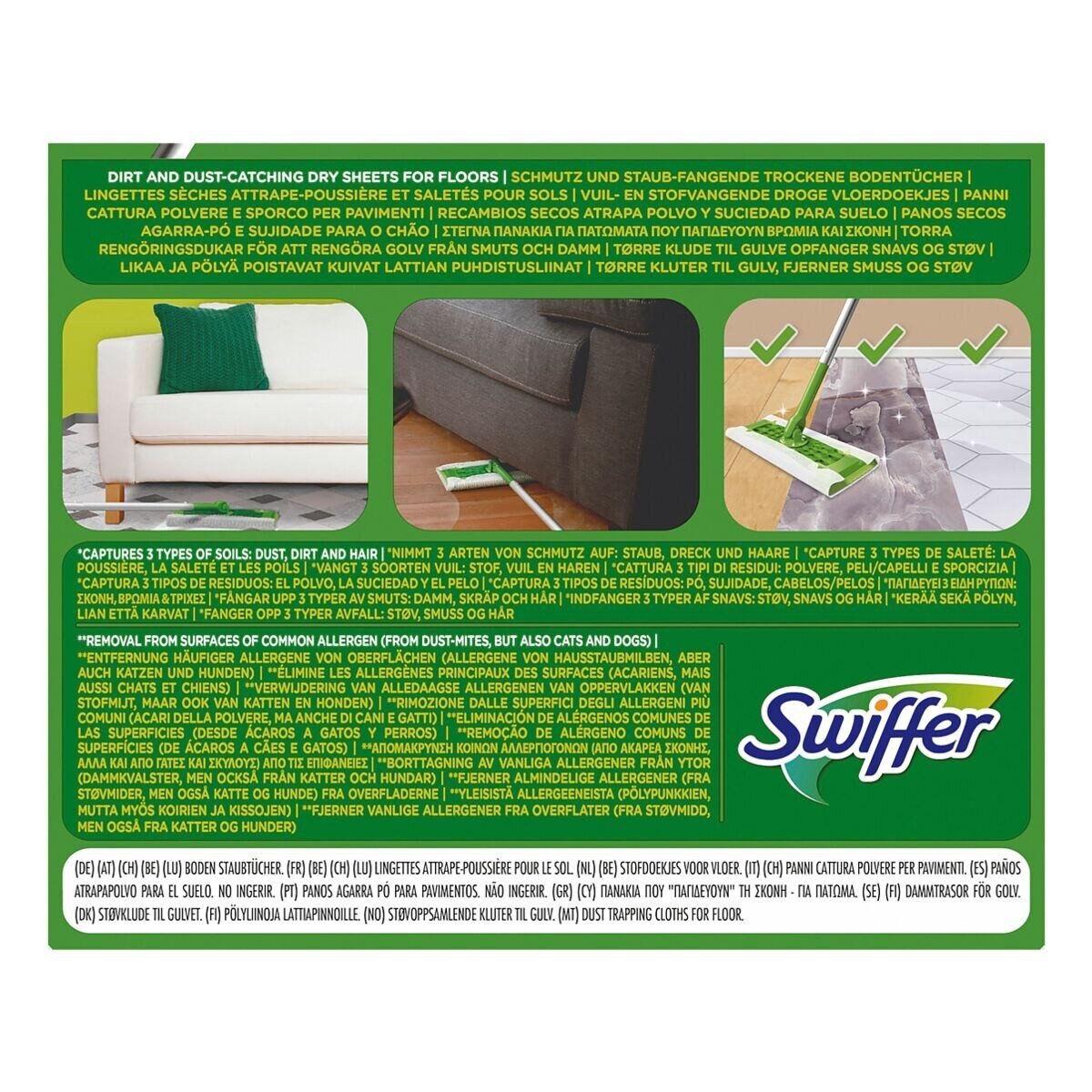 Swiffer DRY REFILLS Reinigungstücher (Nachfüllpack Trockene Bodentücher, 36 Stück)
