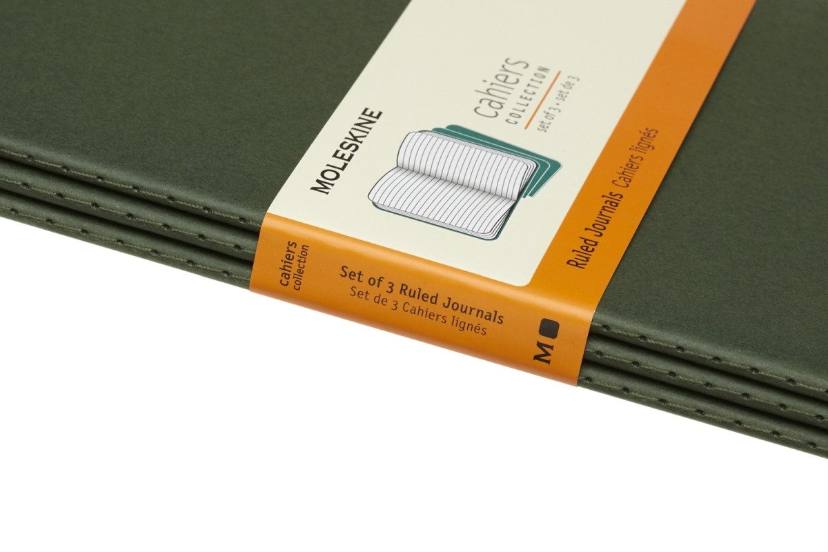 MOLESKINE Notizbuch Notizheft Cahier Large A5 liniert Kartoneinband VE=3 Stück myrtengrün