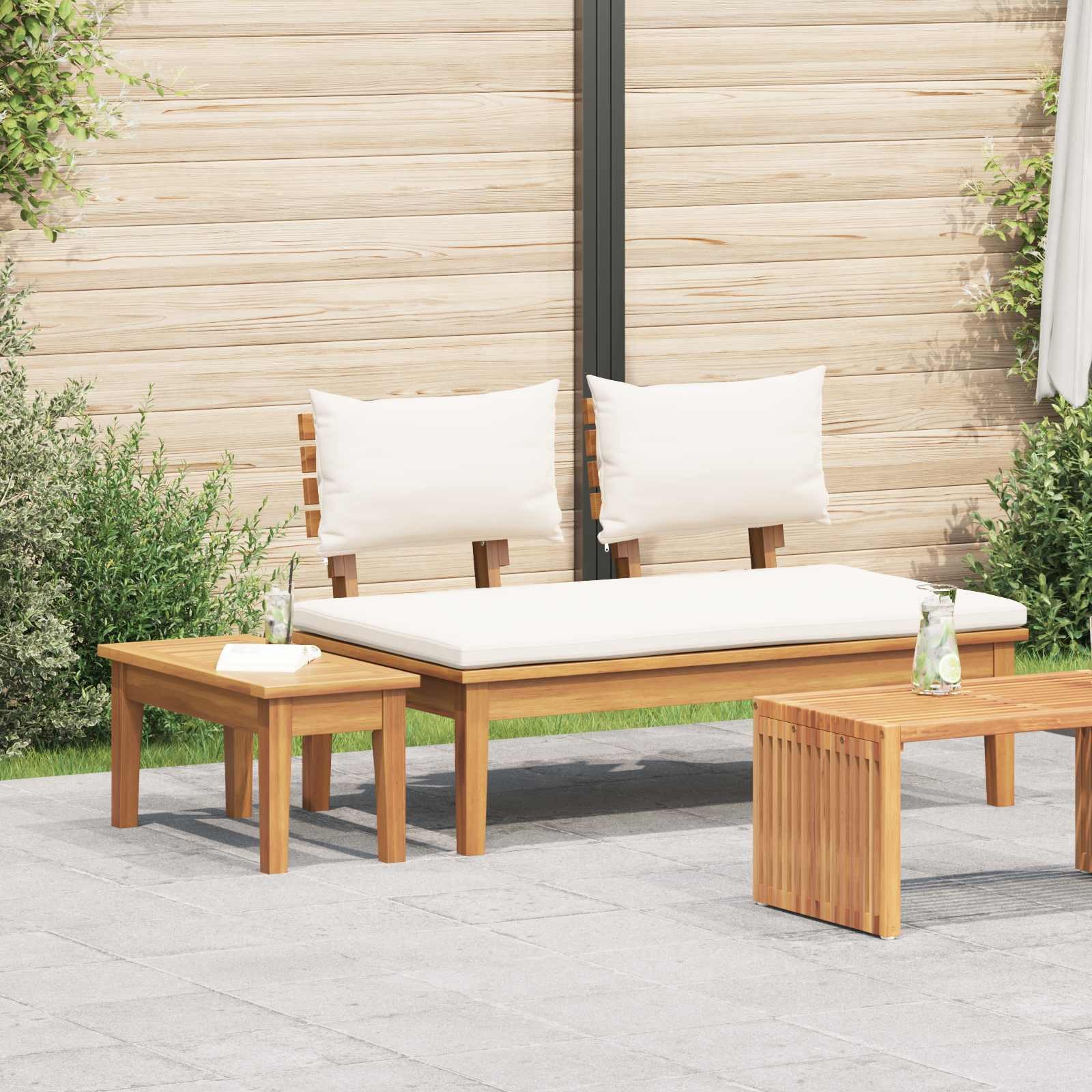 vidaXL Gartenlounge-Set Gartenbank und Tischset 2 Stk. Creme und Braun Massivholz, (2-tlg)