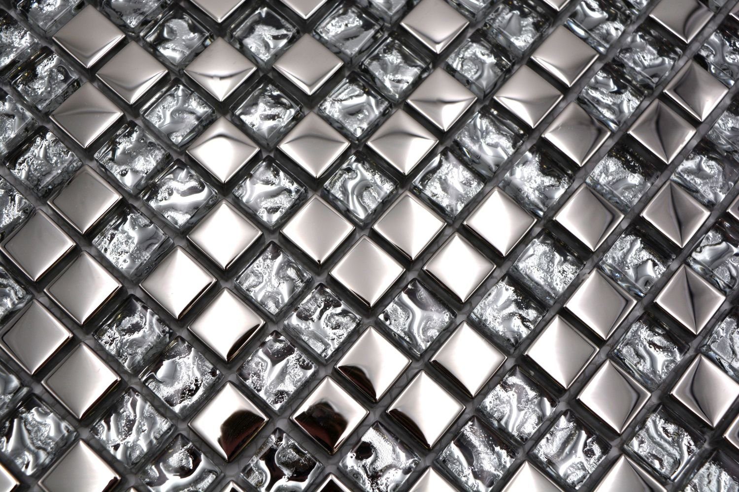 WC electroplated BAD Küche Mosaikfliese Glasmosaik Mosaikfliesen Mosani Silber Glas