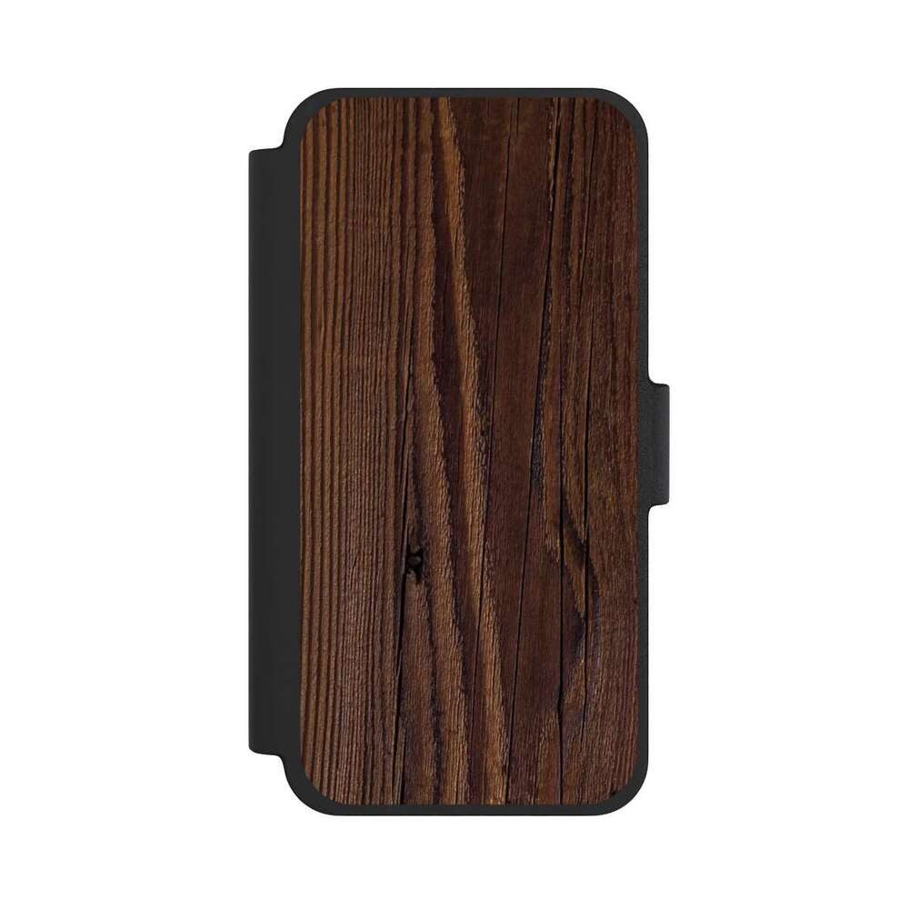 NIVOCASE Handyhülle Holzoptik Holz Nussbaum Maserung Holzlook, Apple iPhone 12 mini Klapphülle Handyhülle aus Kunst Leder
