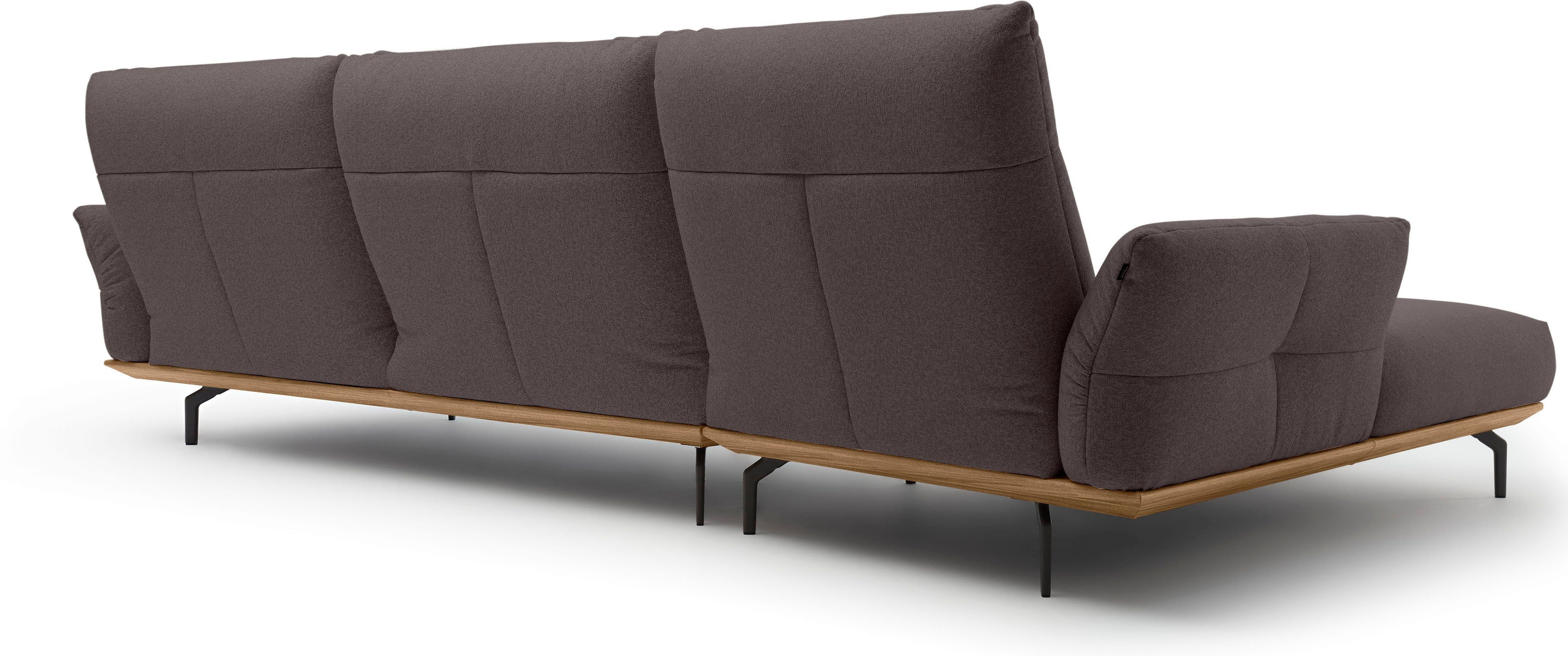 Ecksofa Umbragrau, in Winkelfüße in cm 338 Sockel Nussbaum, hülsta hs.460, sofa Breite