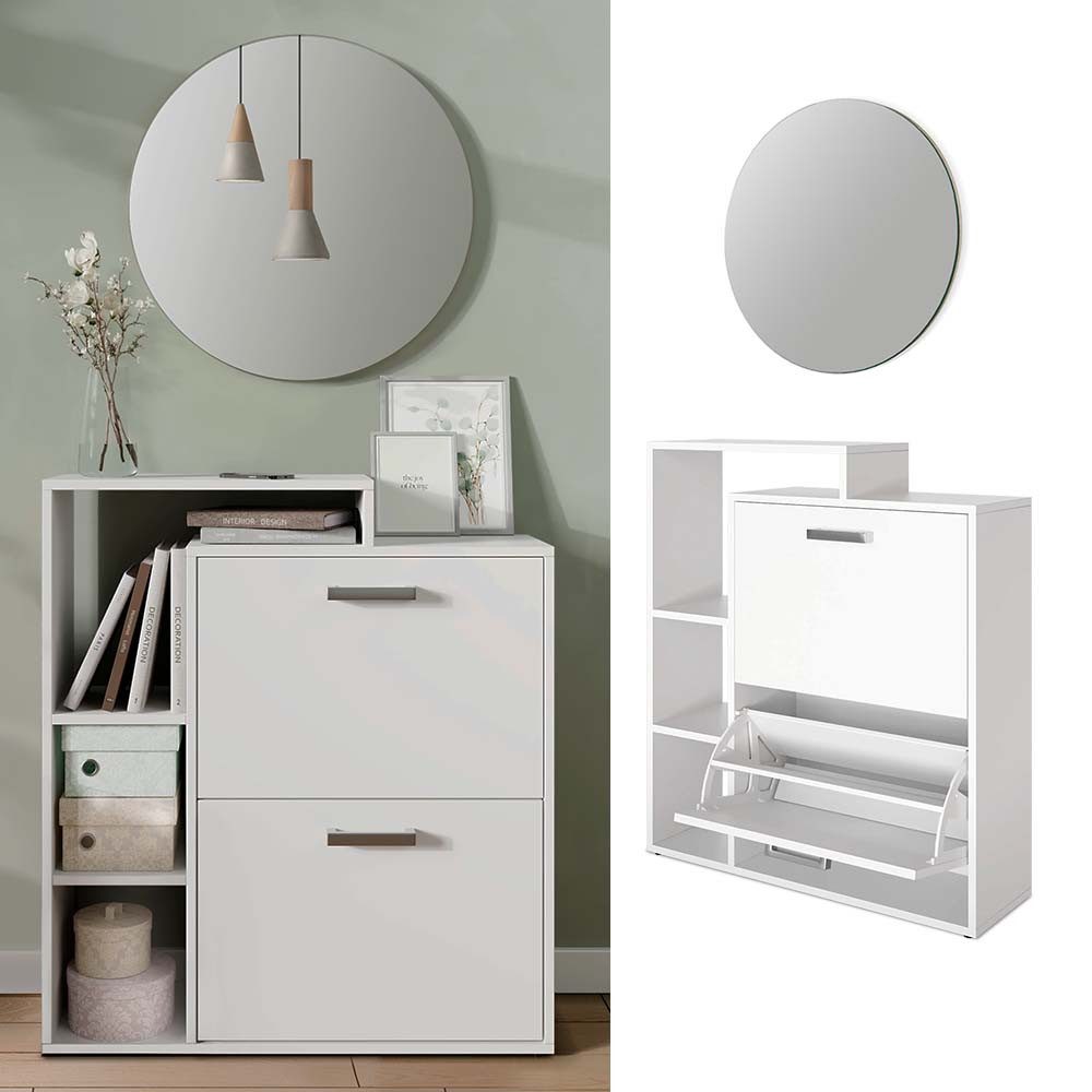 Vicco Schuhkipper Orlando, Weiß, 2 Teile, mit Spiegel günstig online kaufen