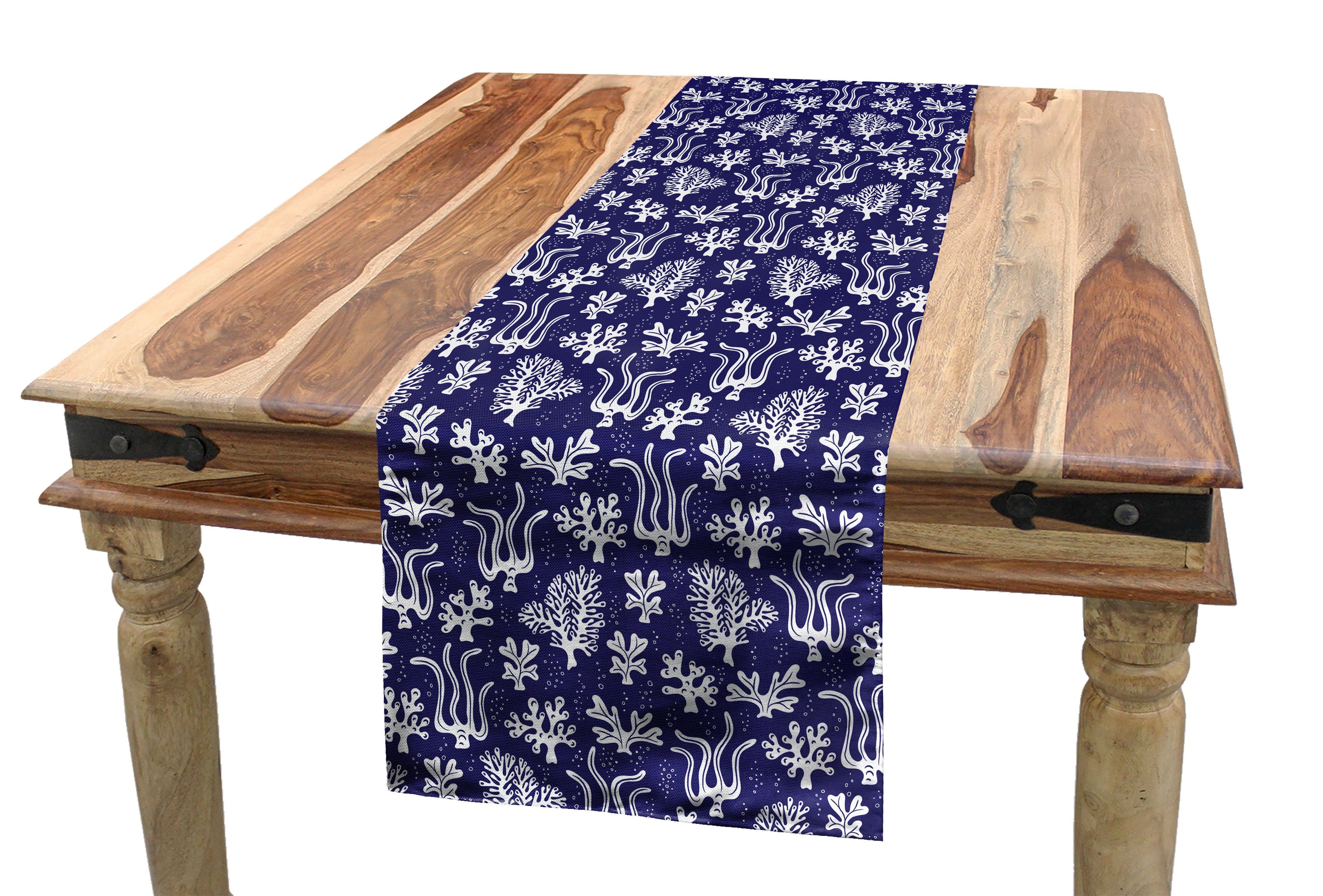 Abakuhaus Tischläufer Esszimmer Küche Rechteckiger Dekorativer Tischläufer, Navy blau Unterwasser-Plantage