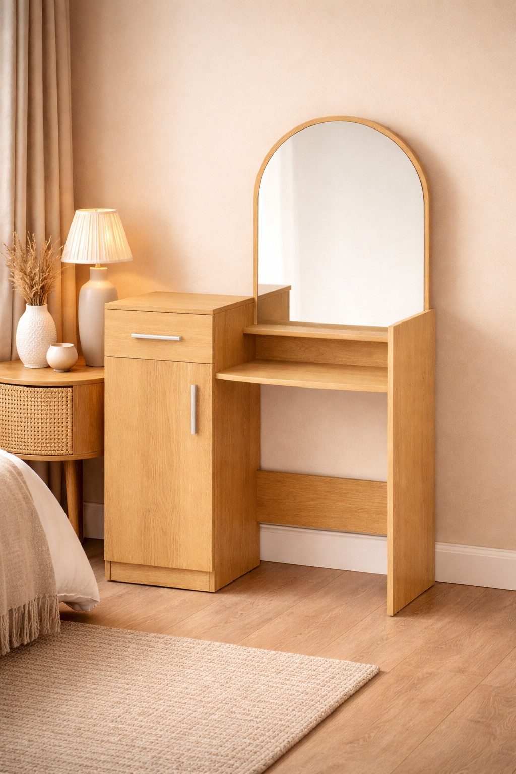 OTTO home Schminktisch Trympo 1, Kosmetiktisch, Frisiertisch, Schminkkommode, Toilettentisch, Schminktisch mit Spiegel und Stauraum (1 Schublade, 1 Tür)