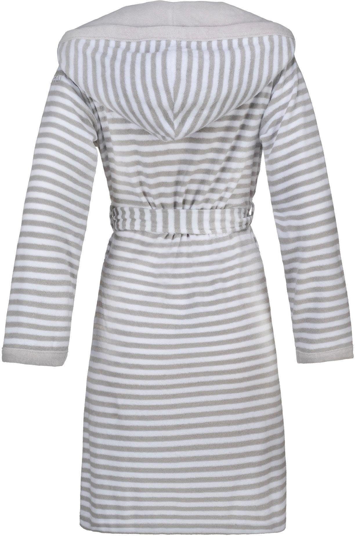 Esprit Damenbademantel Striped Hoody, ideal für Sauna & Spa, Hotelbademante günstig online kaufen