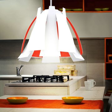 etc-shop LED Pendelleuchte, Leuchtmittel inklusive, Warmweiß, Hängelampe Hängeleuchte Pendellampe Metall weiß orange LED 110cm