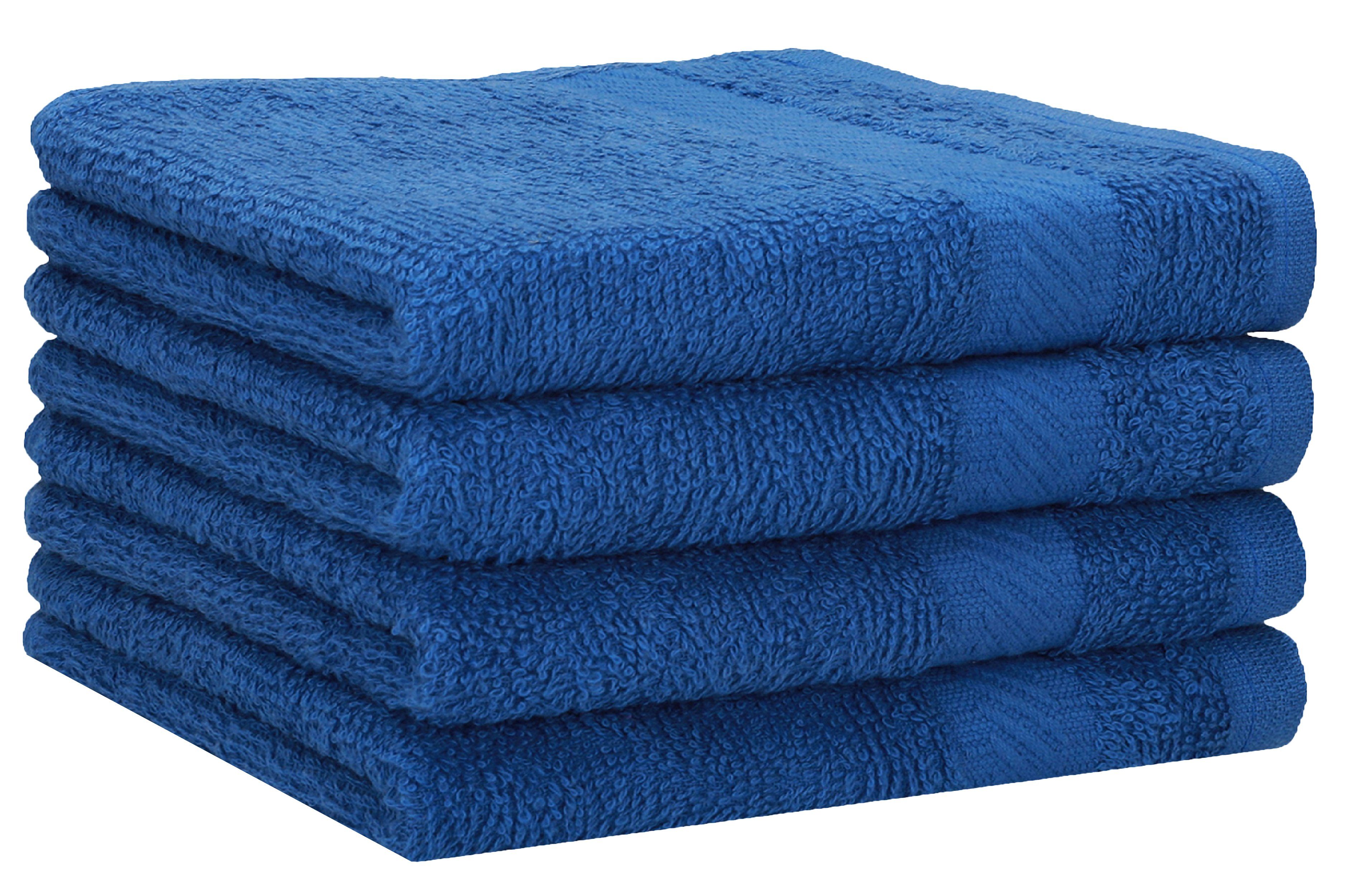 Betz Duschtücher 4 Stück Duschtücher Set Palermo Größe 70x140 cm 100% Baumwolle Badetuch Duschhandtuch Sporthandtuch, 100% Baumwolle blau