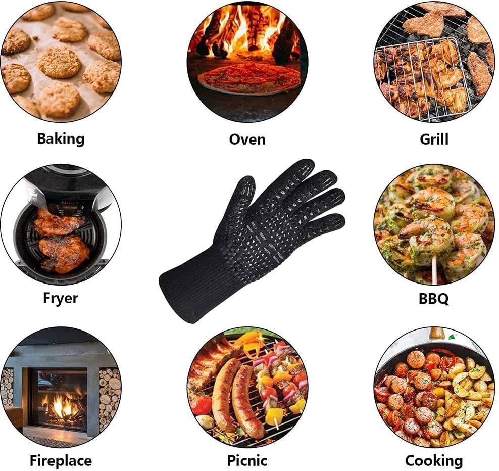 GOLDEN Grillhandschuhe Grillhandschuhe hitzebeständig feuerfeste Kochhandschuhe für Grill BBQ