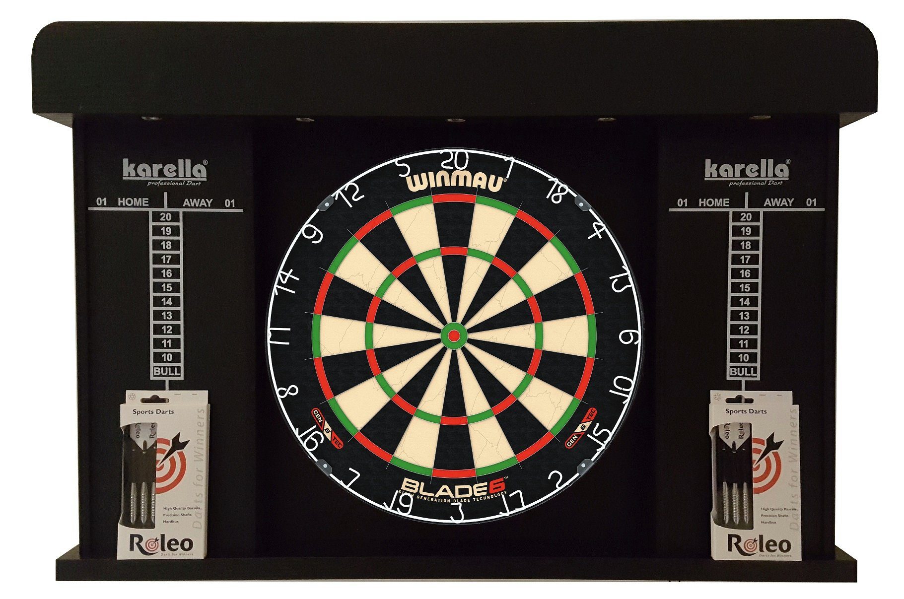 Dartscheibe Steeldart Set Board Winmau Blade 6 + Kabinett + 2 Satz Dartpfeile