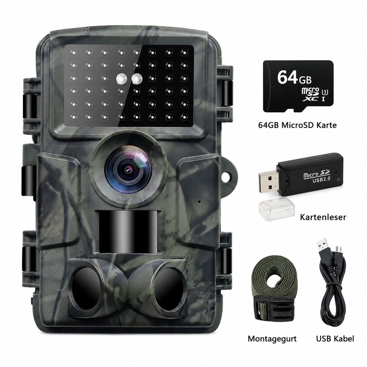 Tekoo Wildkamera 4K 60MP WiFi, App-Steuerung, IP66 wasserdicht, 0,2s Auslöser & 64GB SD (Außenbereich, Packung, Inklusive 64GB microSD-Karte, WiFi & App-Steuerung, Inklusive 64GB Speicherkarte, 0,2s Auslösezeit)