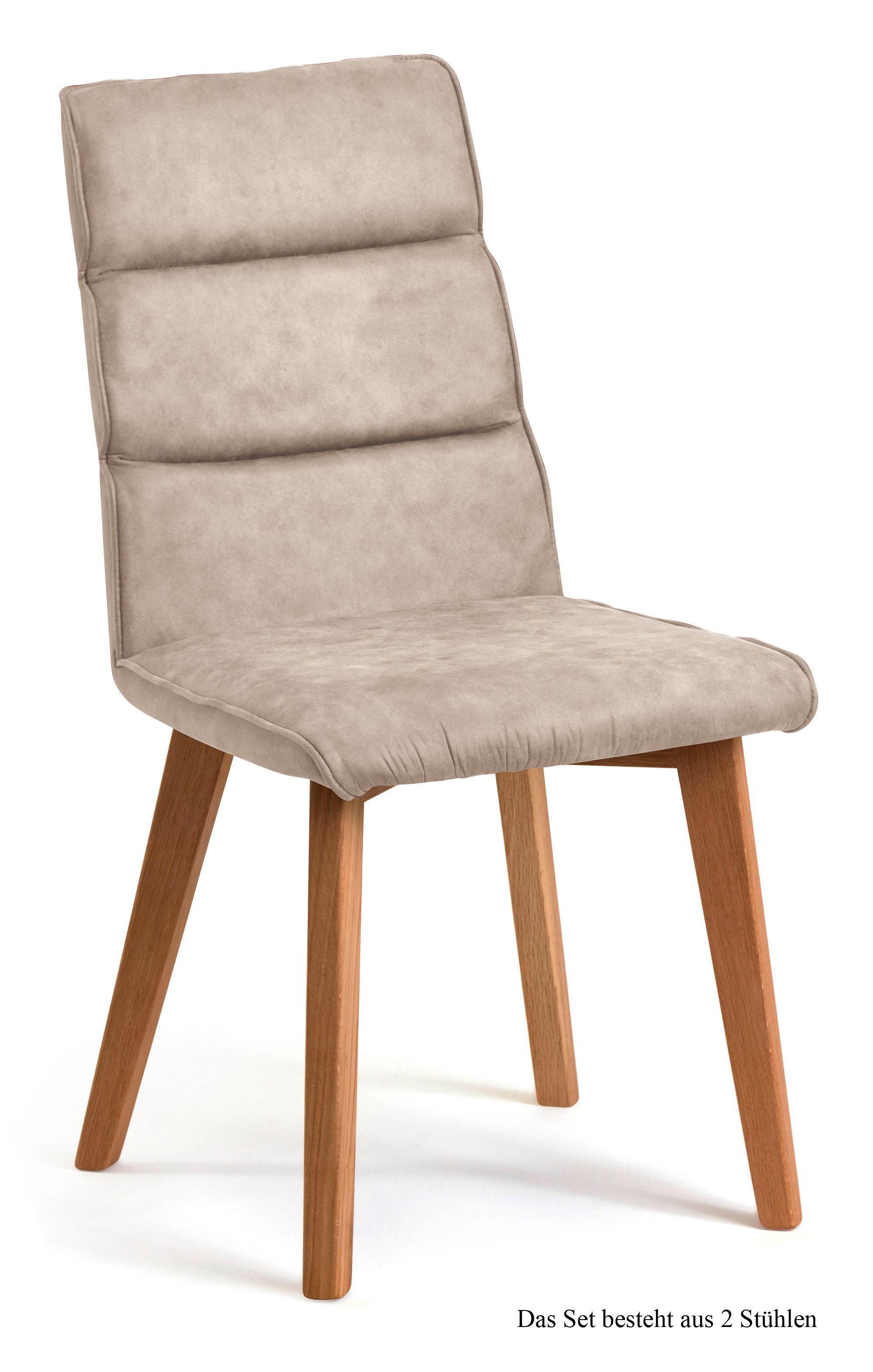 58 aufm Kessel Esszimmerstuhl Küchenstuhl (2er-Set) Darell 47x92x60 Eiche geölt/Braun (Lieferung bis Verwendungsstelle, 2 St), Stabiles Gestell aus Massivholz pflegeleichter Bezug aus Microfaser