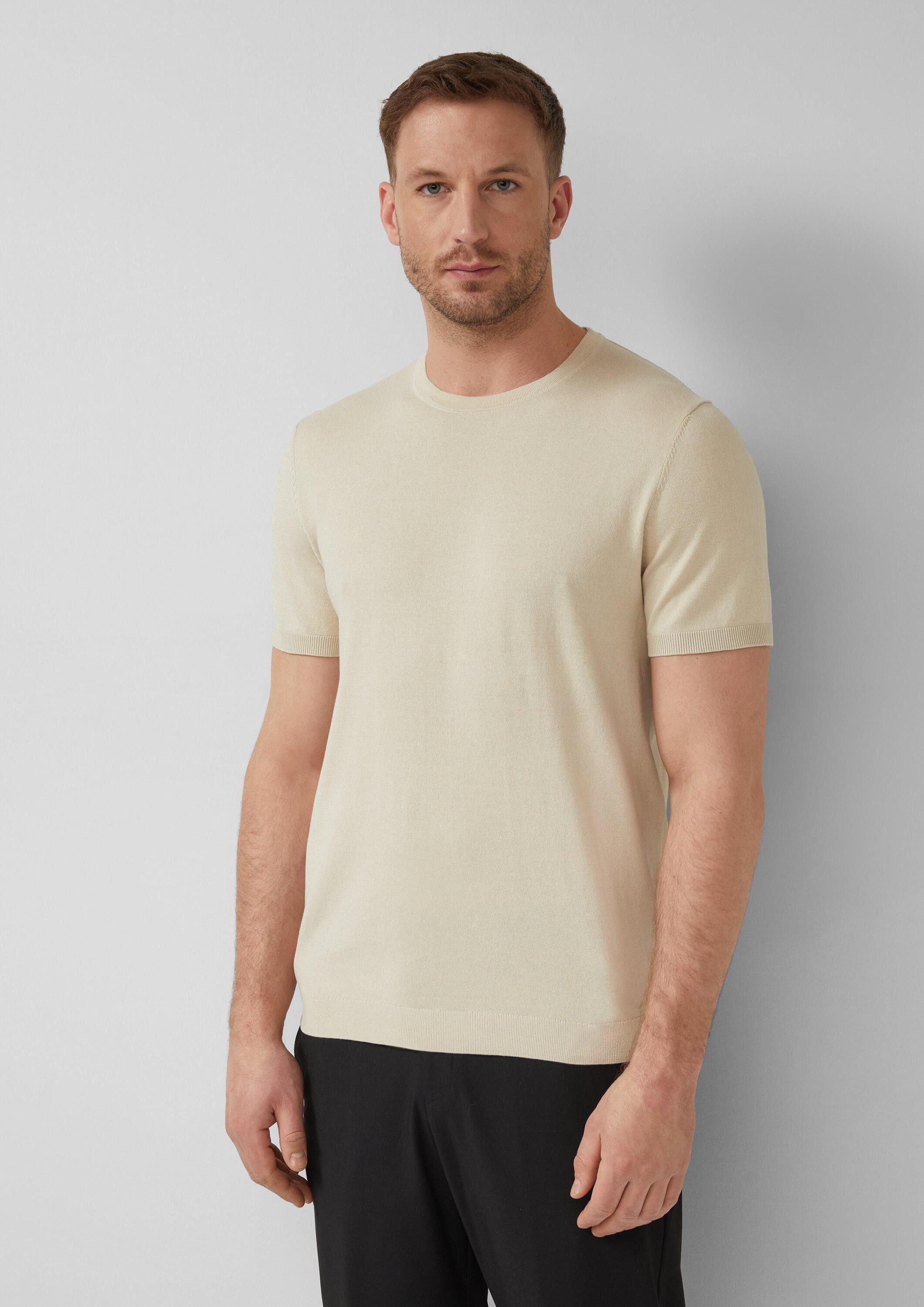 s.Oliver Kurzarmshirt Strickpullover Edles Feinstrick-T-Shirt aus Baumwolle-Seide-Mix