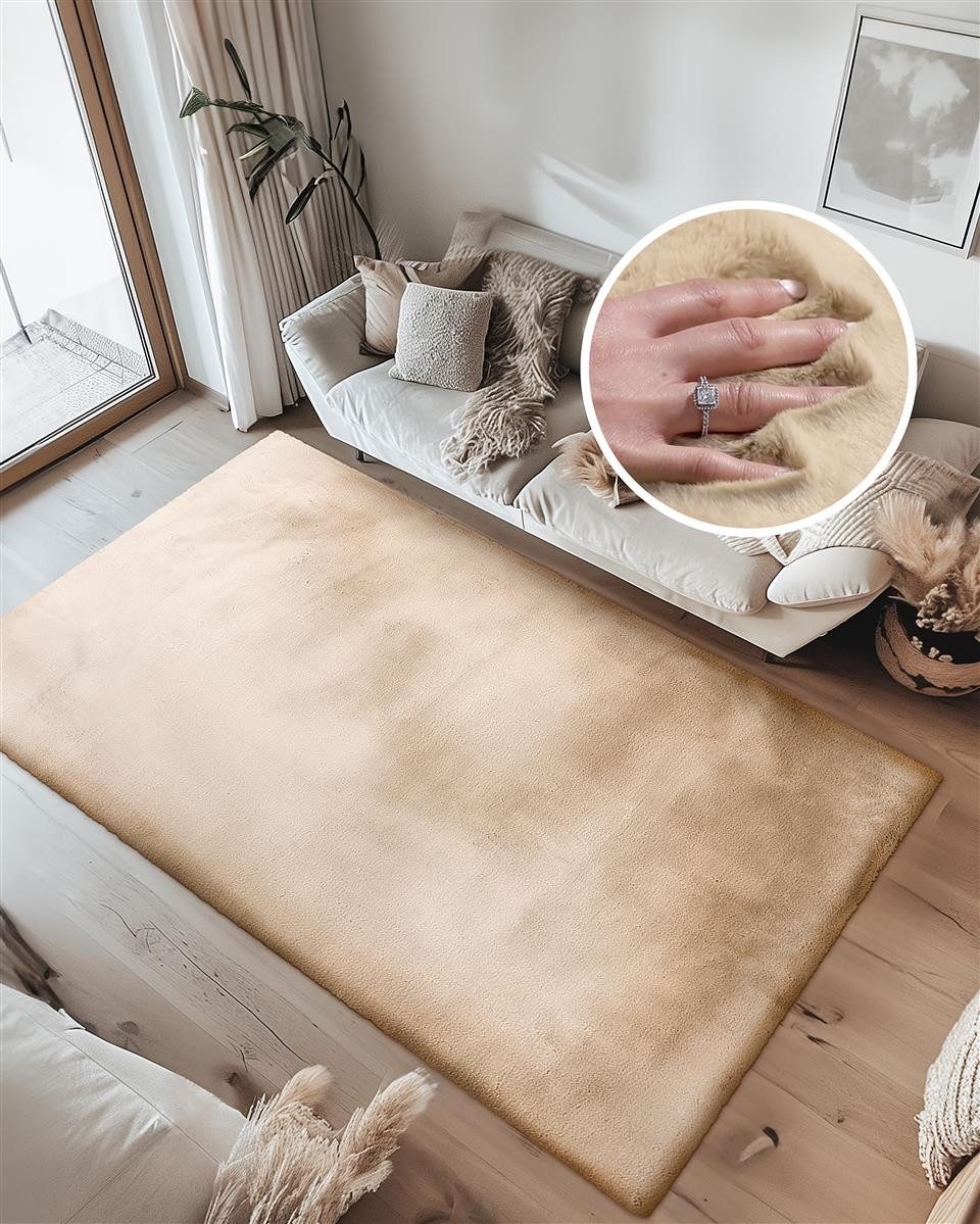 Qiyano Teppich Hochflorteppich Wanga 100 Beige 120 x 170 cm, Rechteckig günstig online kaufen