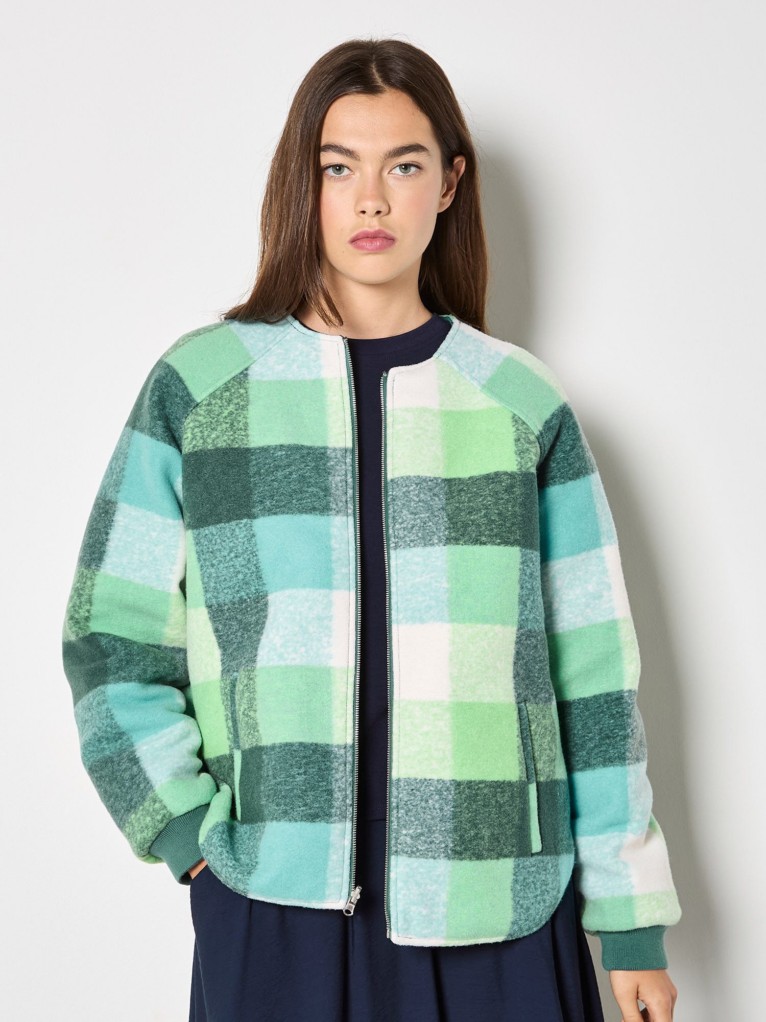 Apricot Steppjacke Wendbare Fleece-Steppjacke mit Karomuster