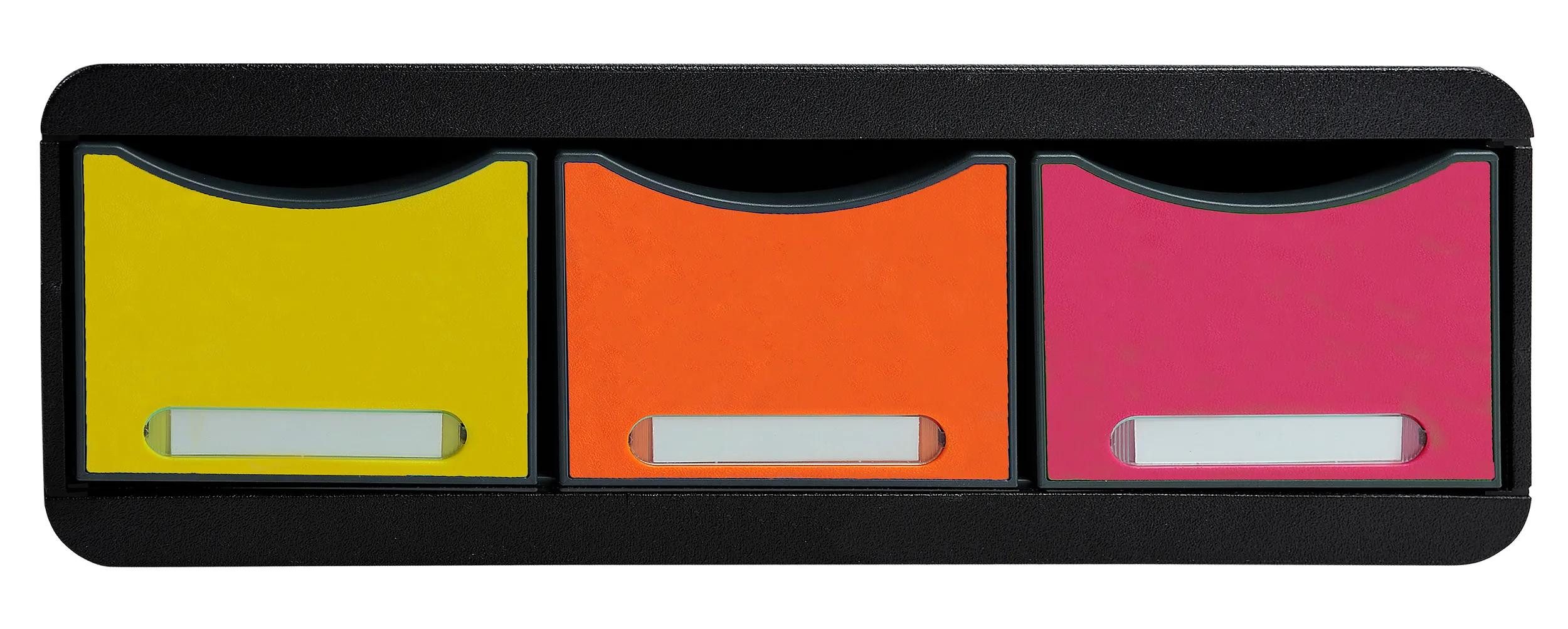EXACOMPTA Schubladenbox TOOLBOX, Ablagemodul mit 3 Schubladen - Regenbogen - 318798D, Boxen stappelbar