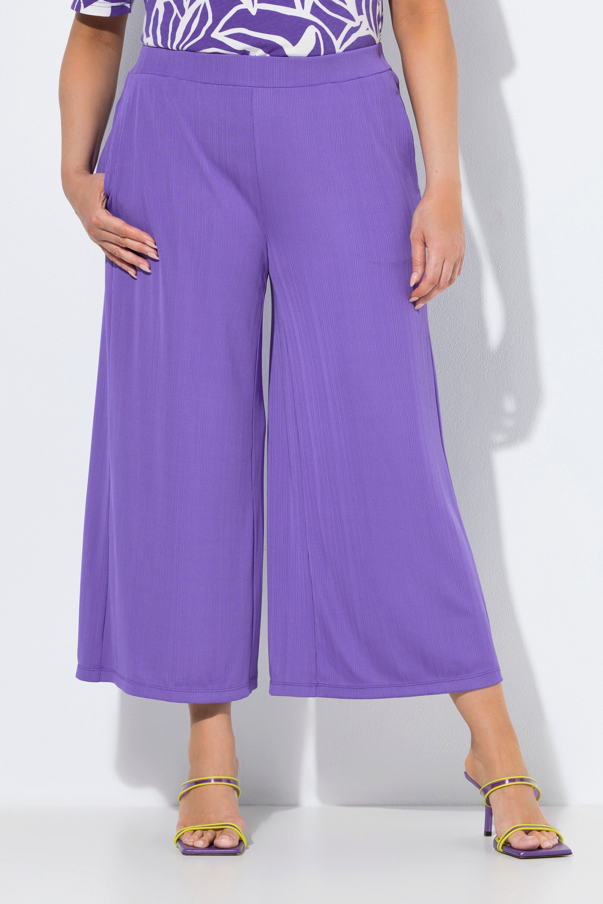 Ulla Popken Funktionshose Culotte Struktur wadenlang gerades Bein