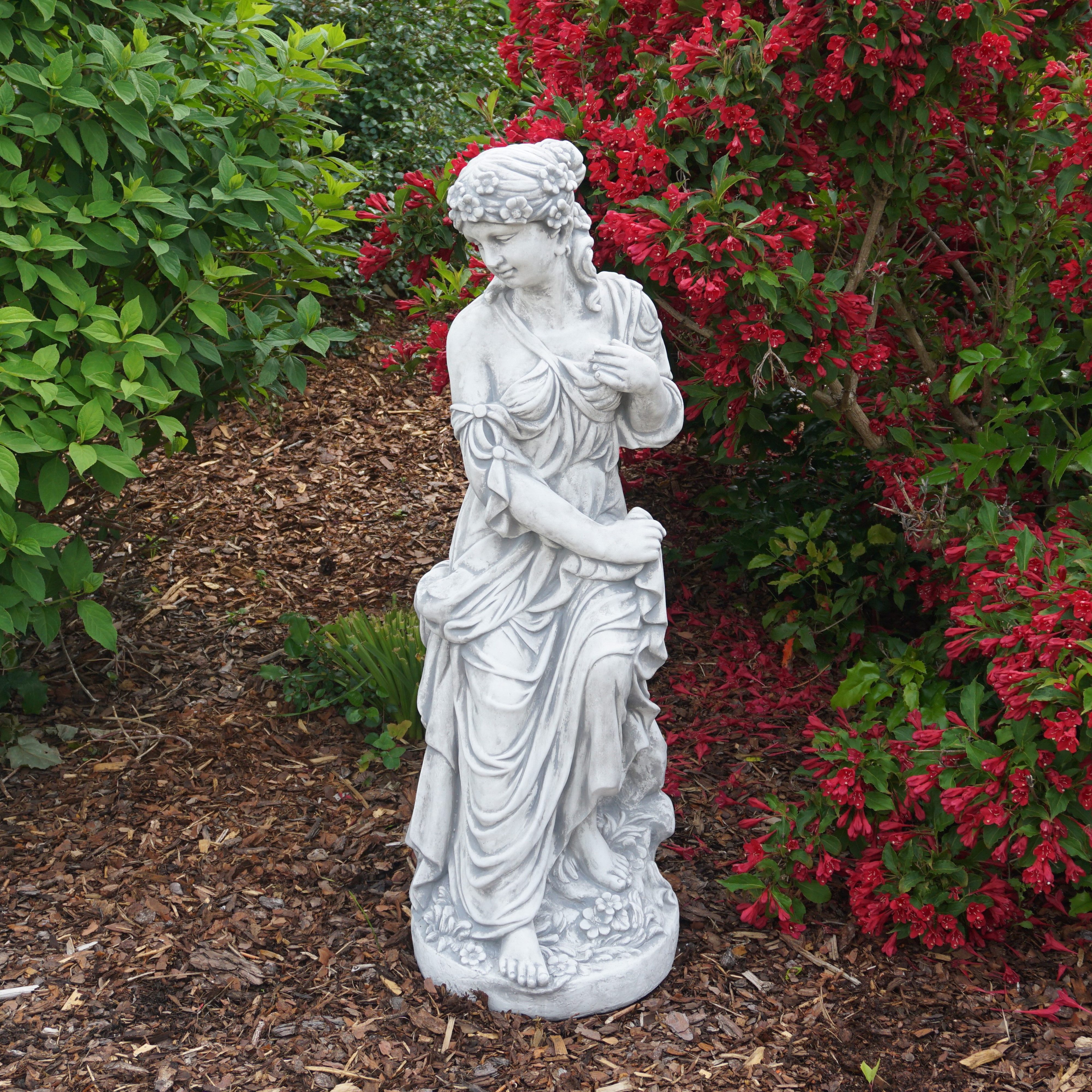 gartendekoparadies.de Gartenfigur Elegante Frauenstatue Steinfigur Gartenskulptur 91 cm Steinguss 72 kg, Frostsicher