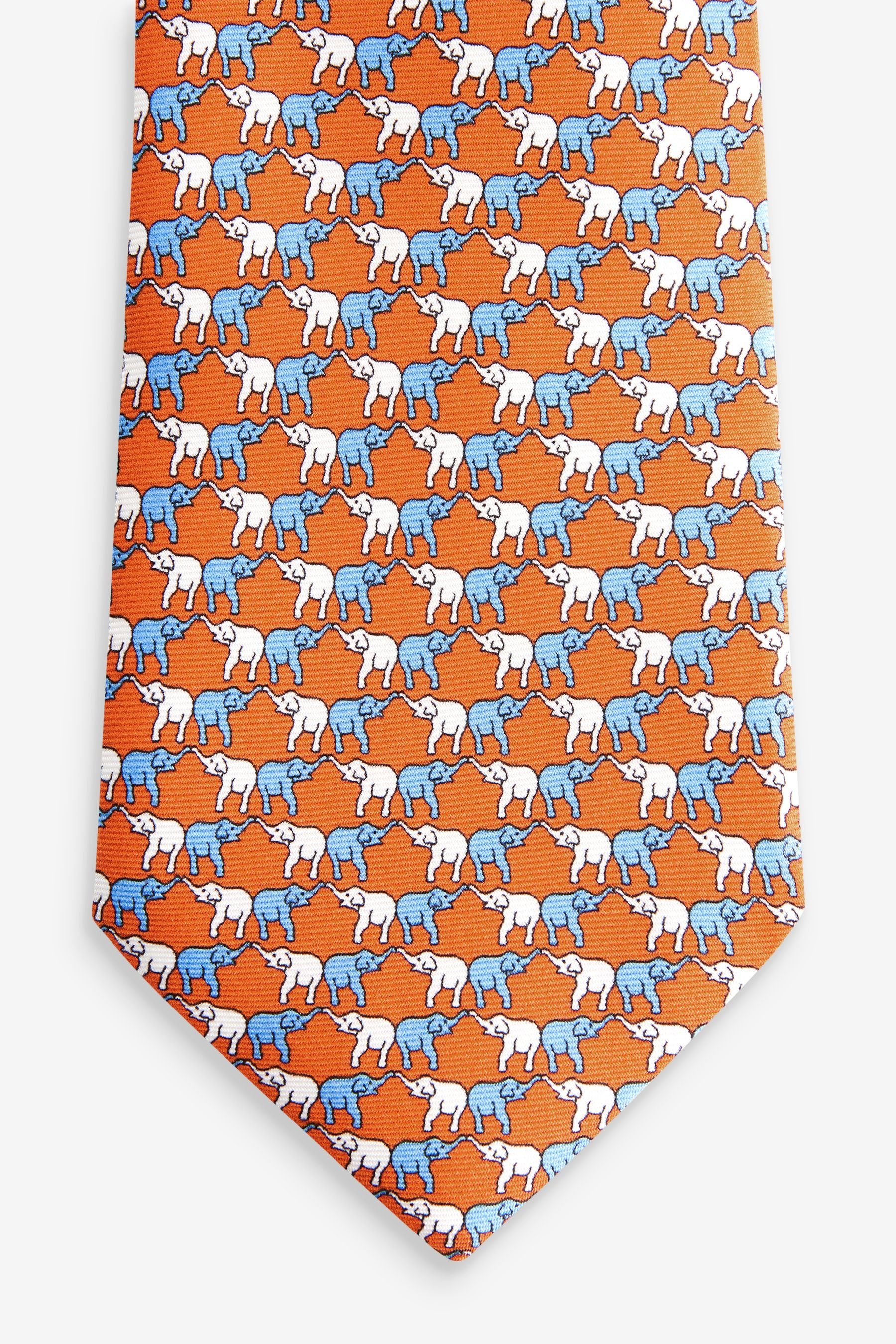 Next Auffällige in Made Orange Signature Elephant (1-St) Italy Krawatte Krawatte