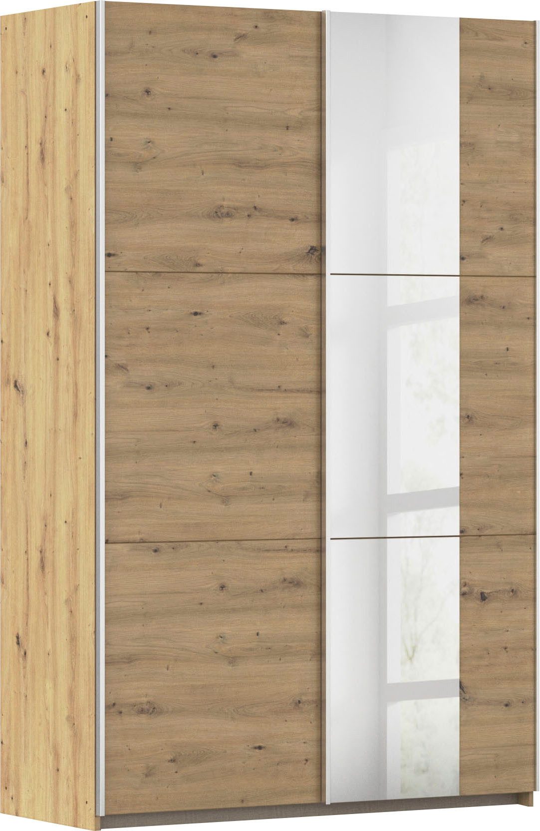 rauch Schwebetürenschrank Kleiderschrank Drehtürenschrank Schrank Garderobe KRONACH (in 3 Ausstattungen BASIC/CLASSIC/PREMIUM, Breiten 131/175/218/261 cm) optional ohne, mit 1 oder 2 Spiegel, viel Stauraum MADE IN GERMANY