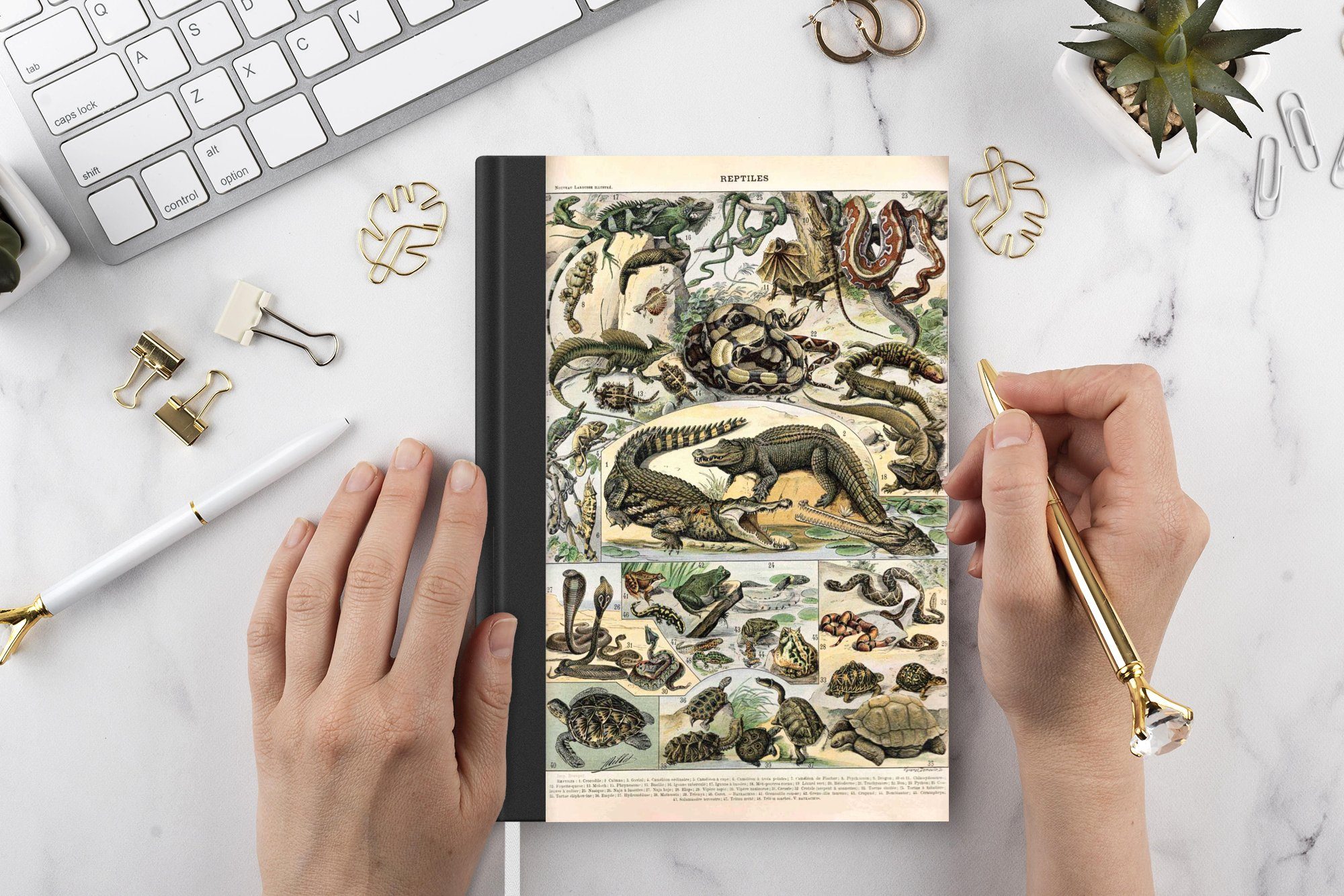 MuchoWow Notizbuch Merkzettel, Notizheft, Journal, Haushaltsbuch A5, - Tagebuch, 98 Reptilien, Tiere Seiten, Natur 